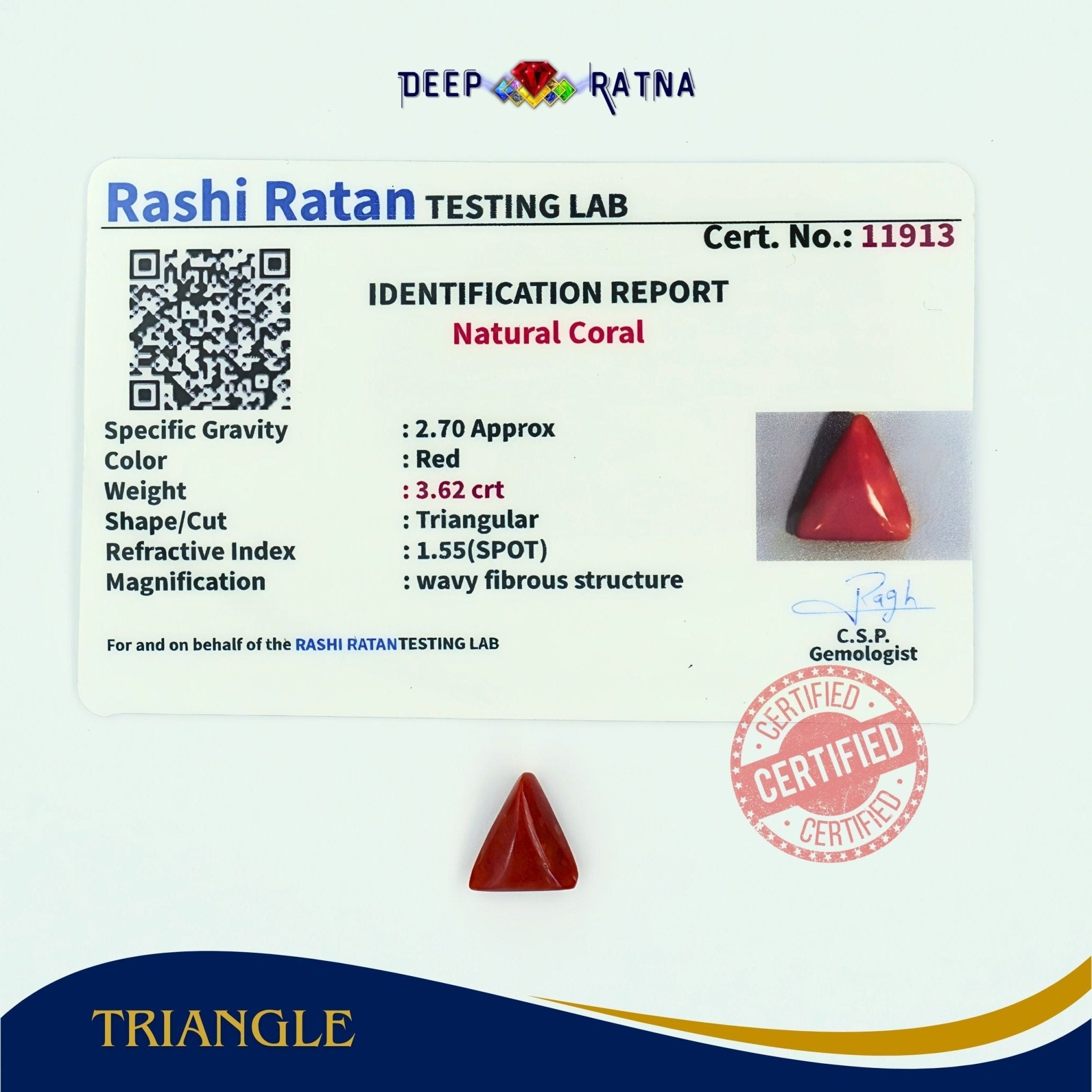 Red Coral 3.62 Carat (Italian) - Deep Ratna
