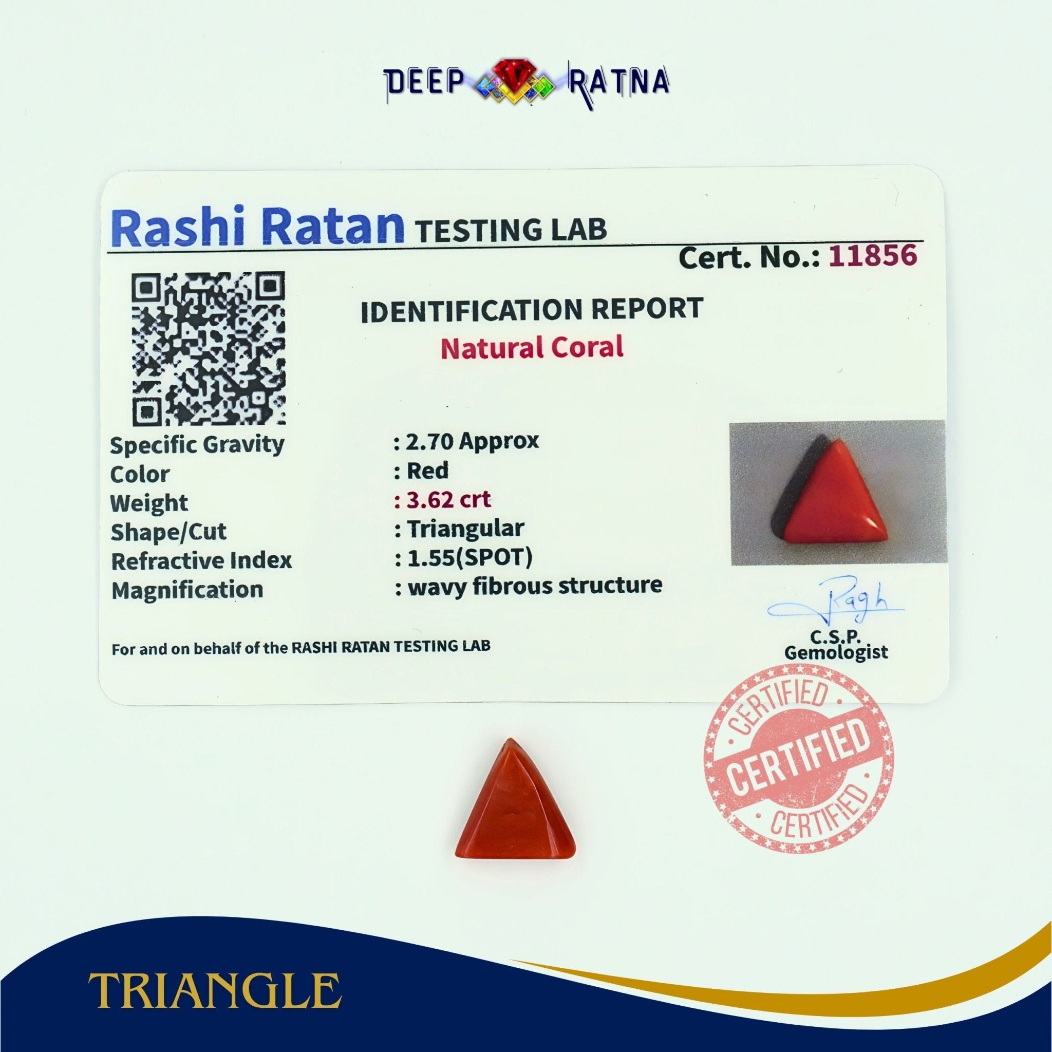 Red Coral 3.62 Carat (Italian) - Deep Ratna