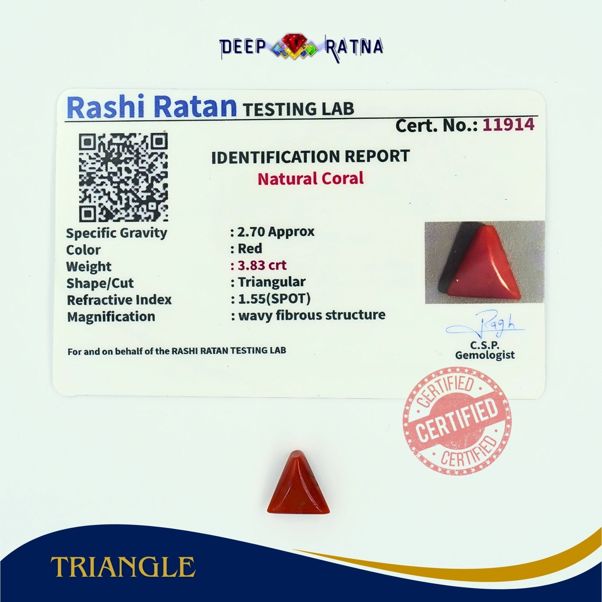 Red Coral 3.83 Carat (Italian) - Deep Ratna