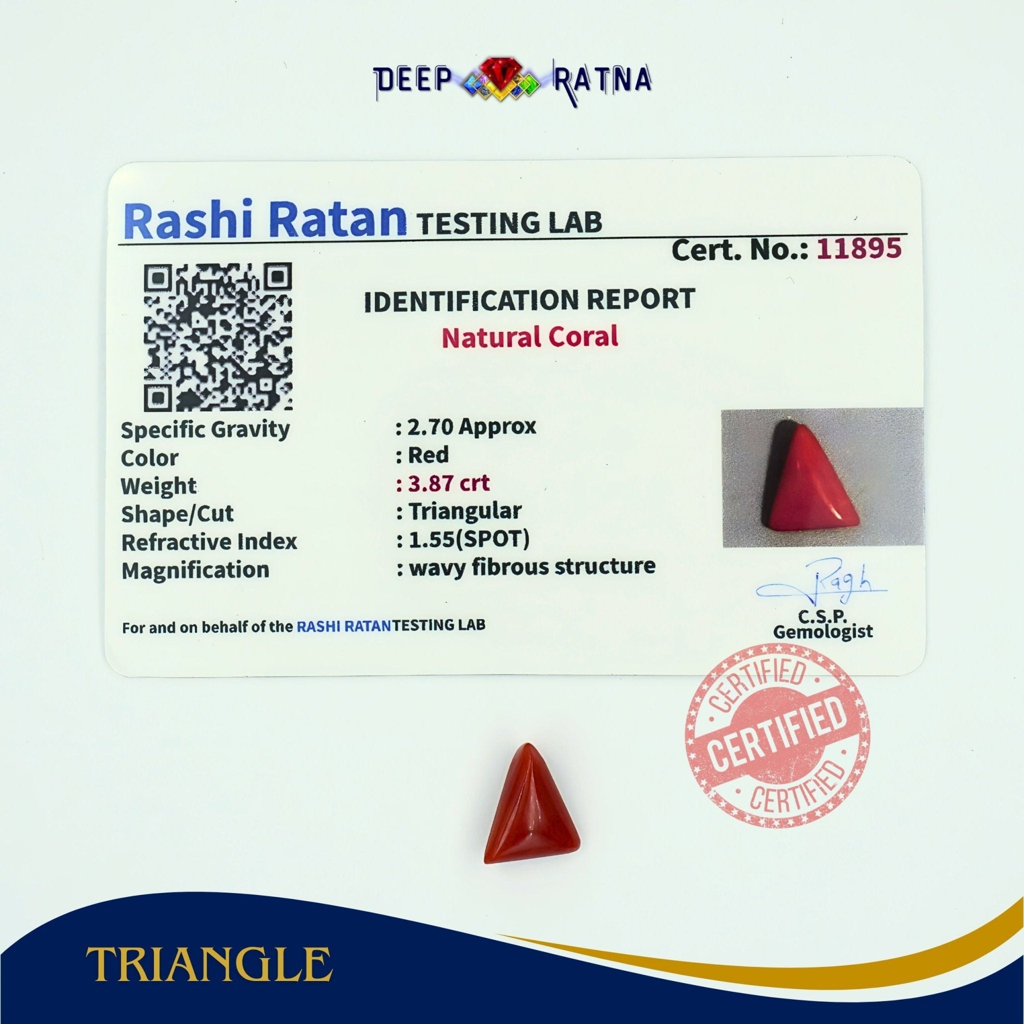 Red Coral 3.87 Carat (Italian) - Deep Ratna