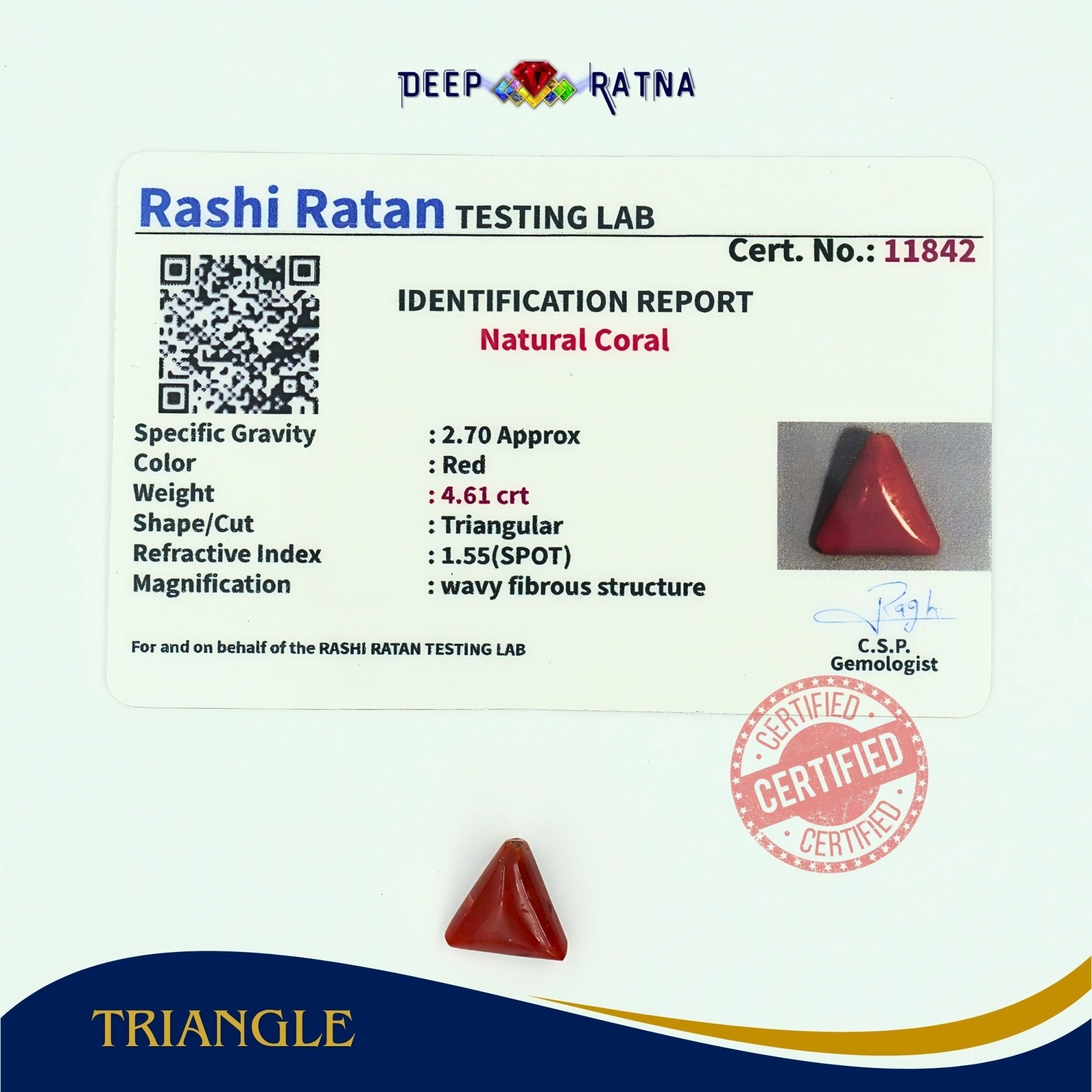 Red Coral 4.61 Carat (Italian) - Deep Ratna