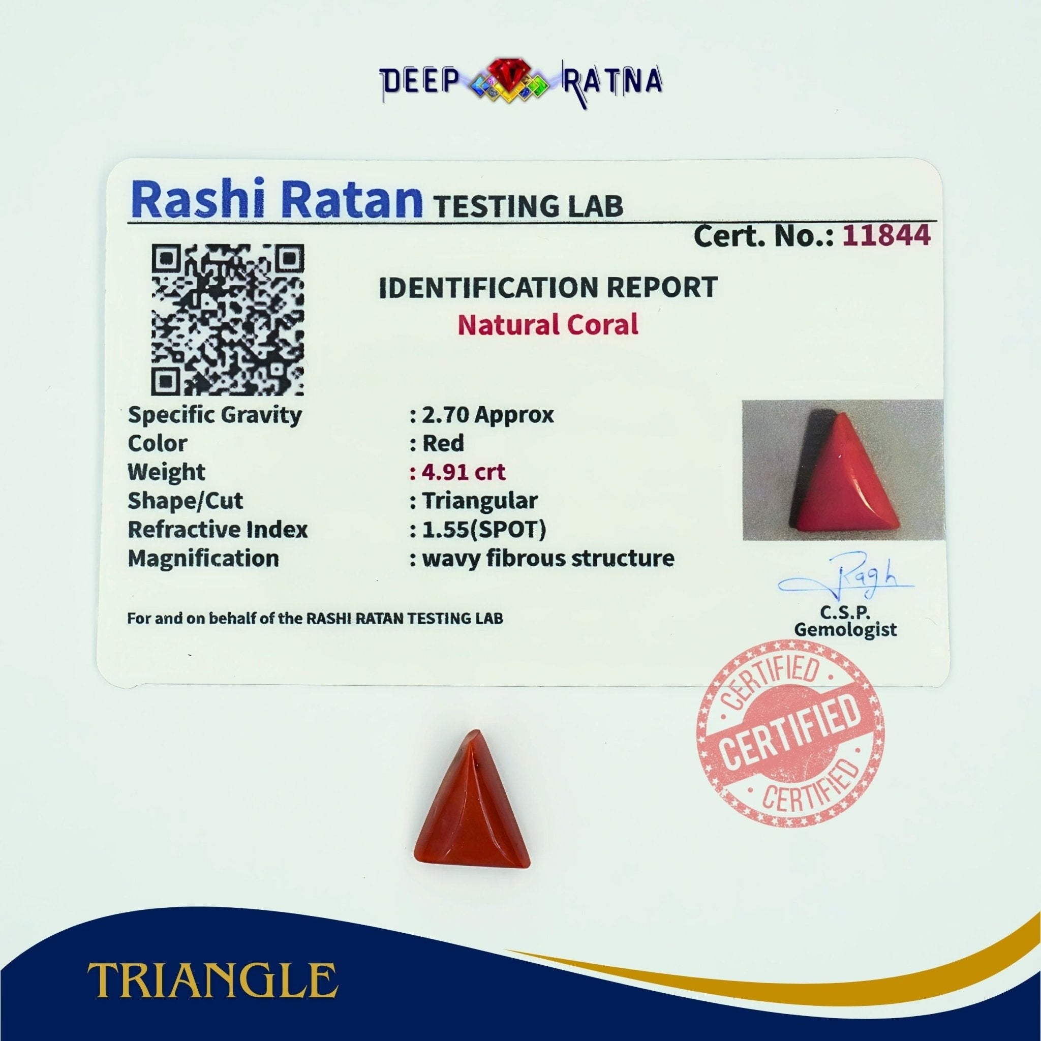 Red Coral 4.91 Carat (Italian) - Deep Ratna