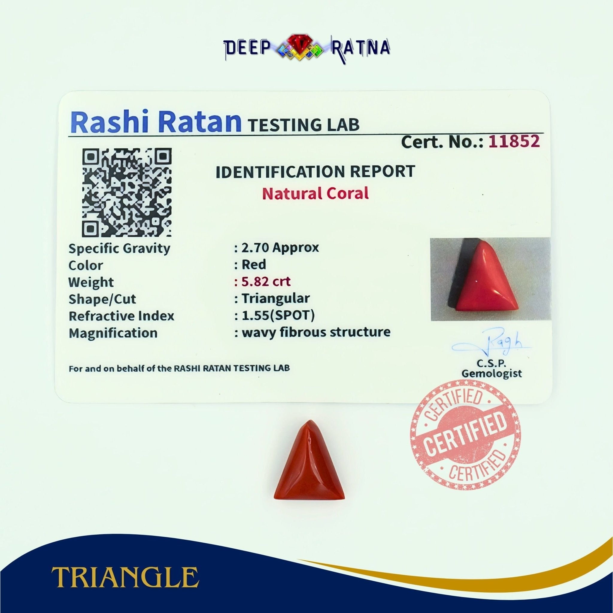 Red Coral 5.42 Carat (Italian) - Deep Ratna