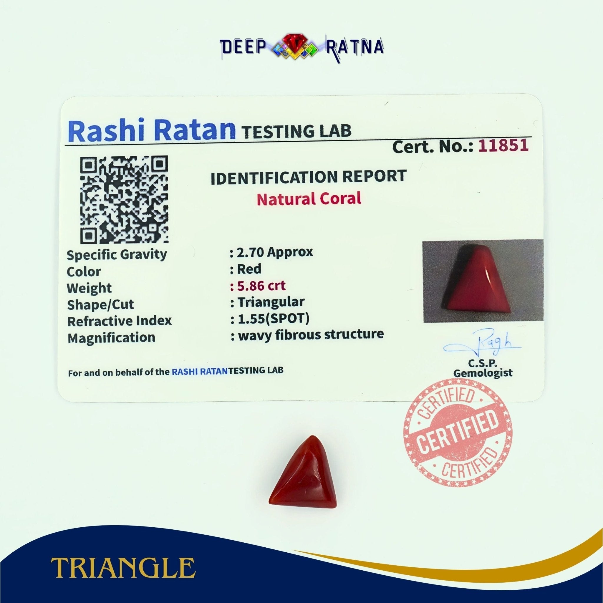 Red Coral 5.86 Carat (Italian) - Deep Ratna