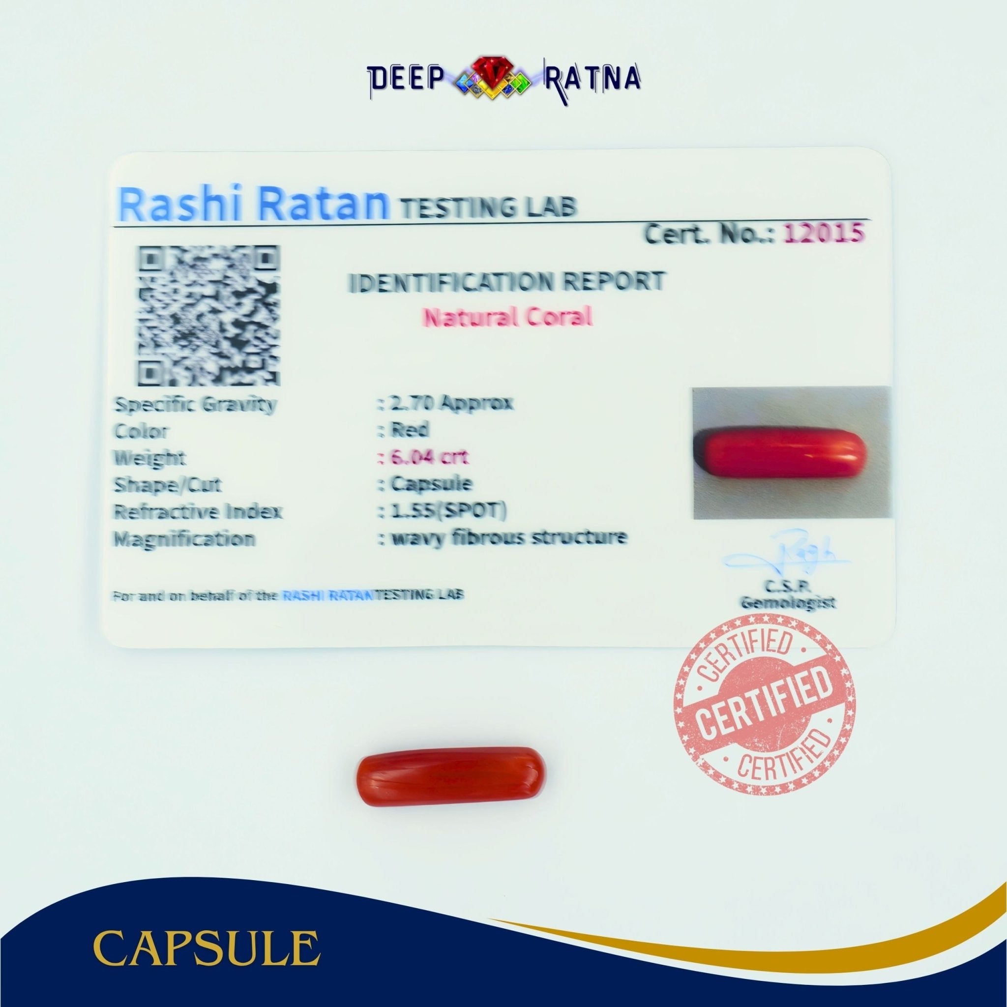 Red Coral 6.04 Carat (Italian) - Deep Ratna