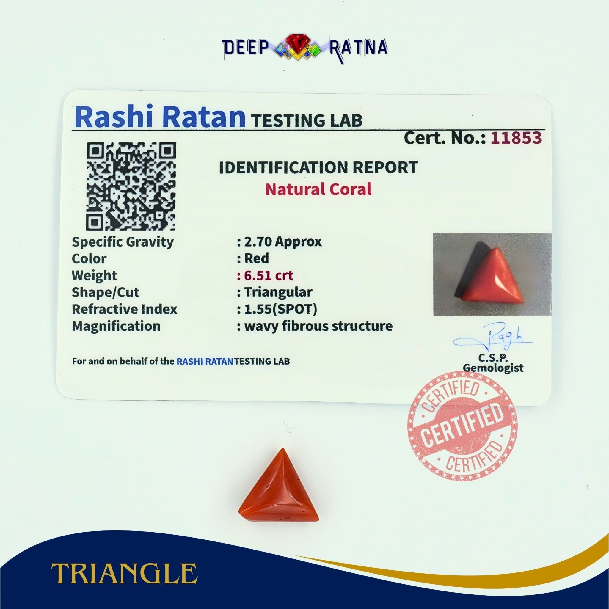 Red Coral 6.51 Carat (Italian) - Deep Ratna