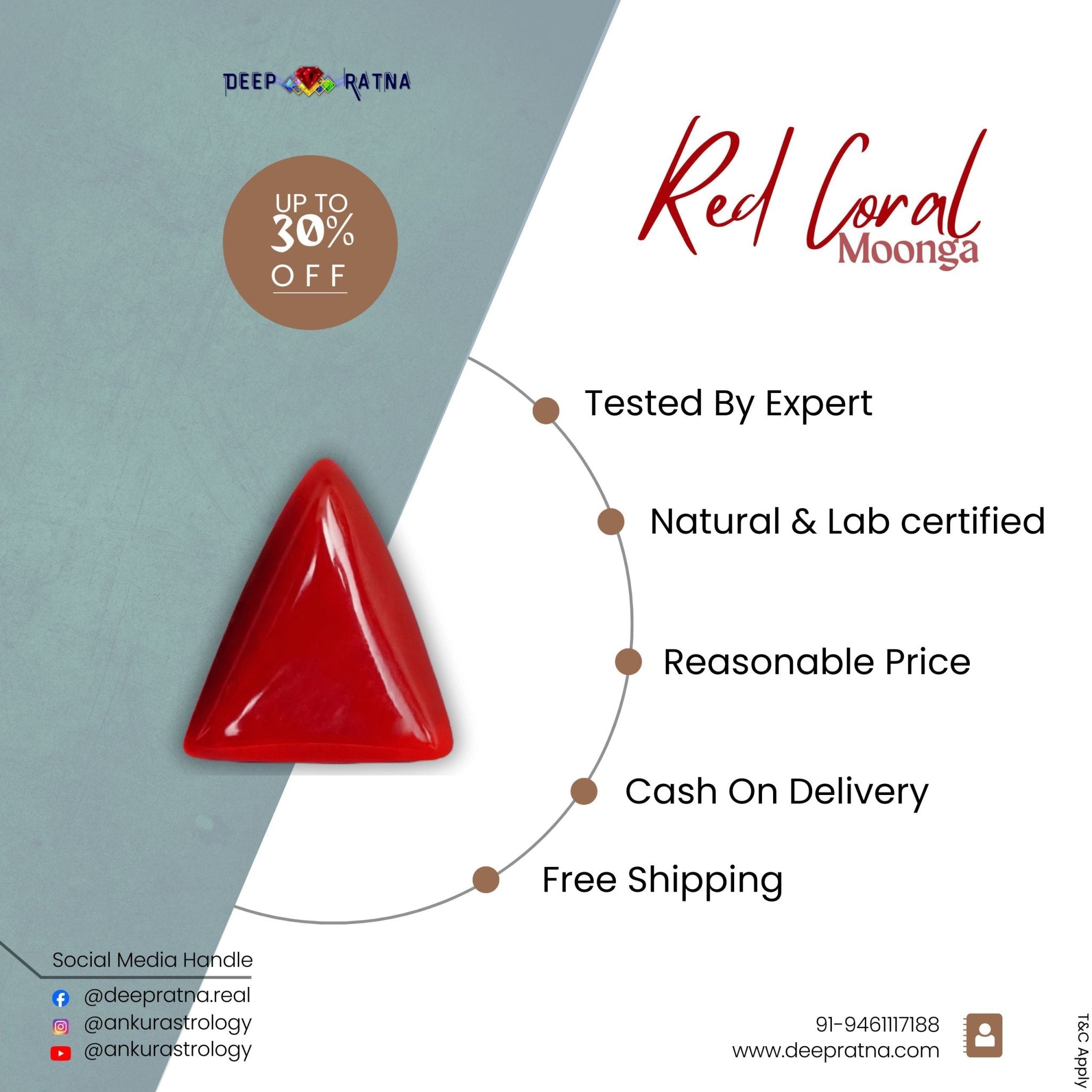 Red Coral 7.23 Carat (Italian) - Deep Ratna