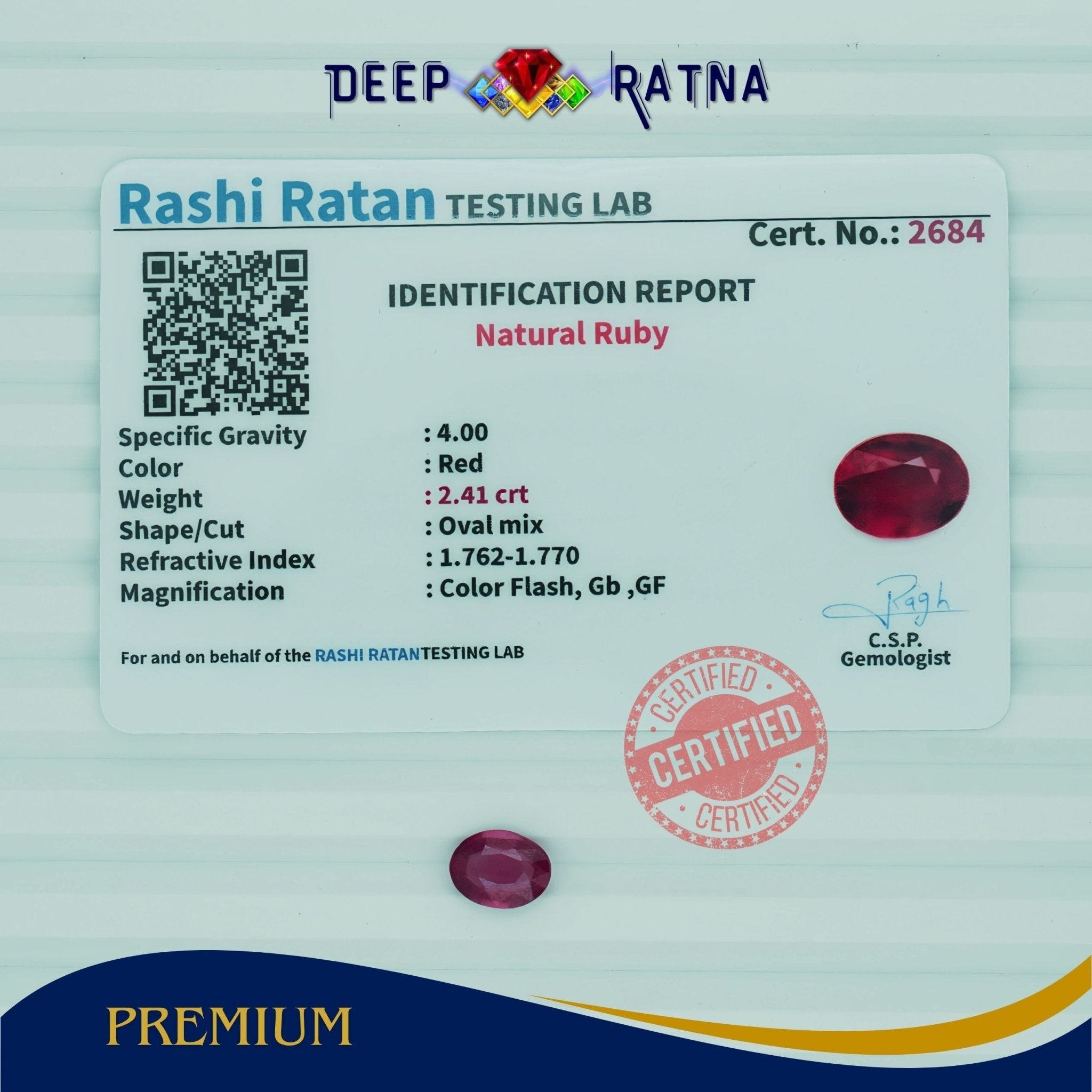 Ruby 2.41 Carat (Mozambique) - Deep Ratna