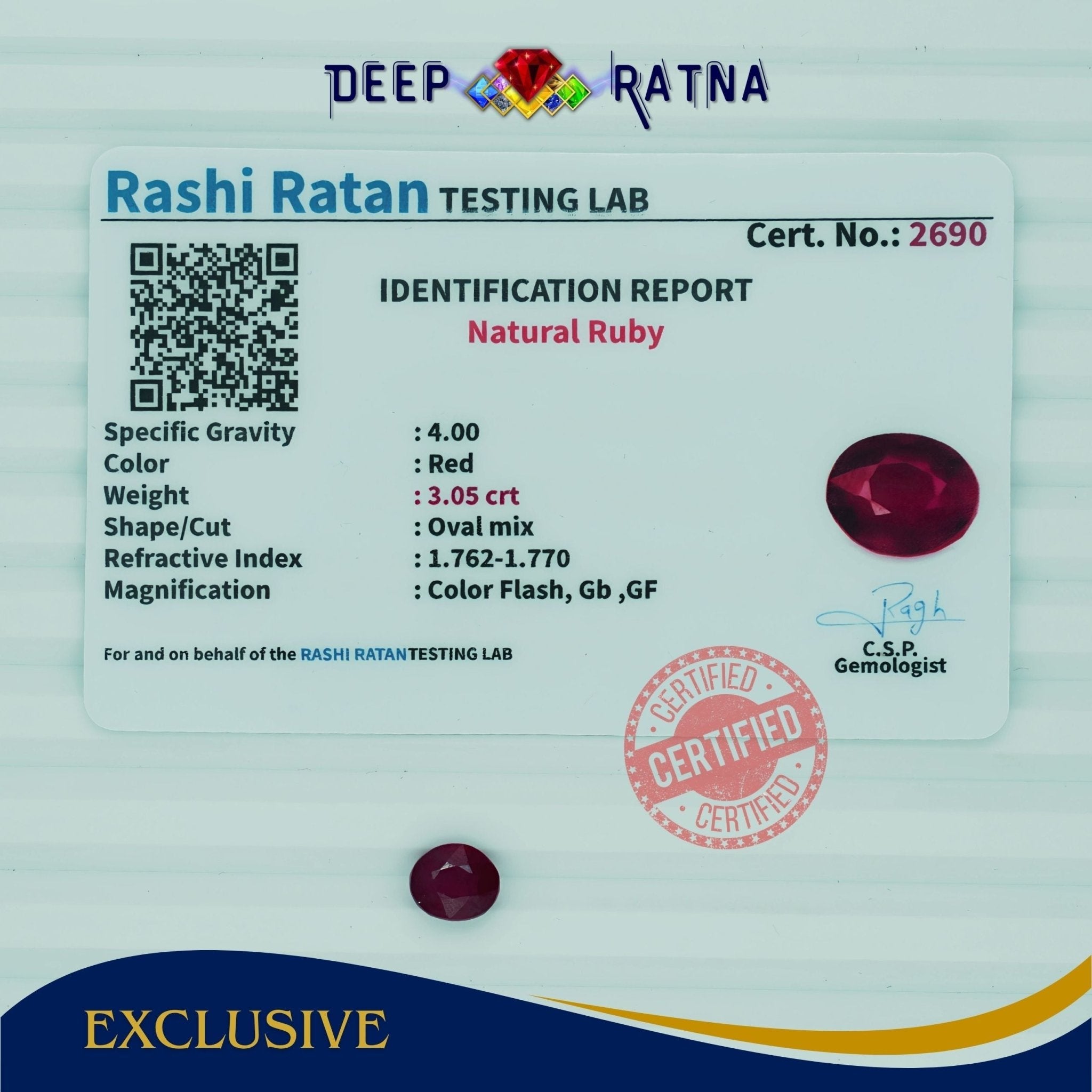 Ruby 3.05 Carat (Africa) - Deep Ratna