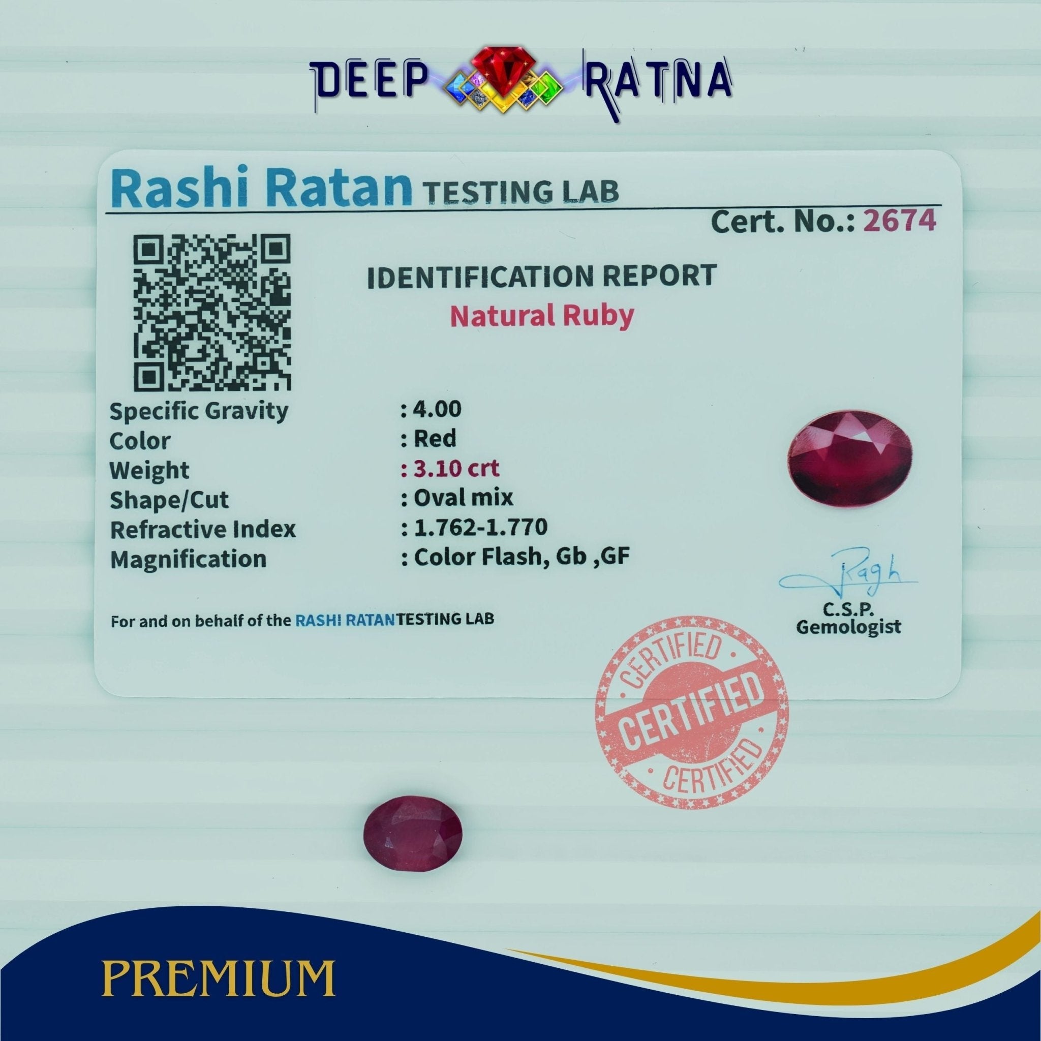 Ruby 3.10 Carat (Mozambique) - Deep Ratna
