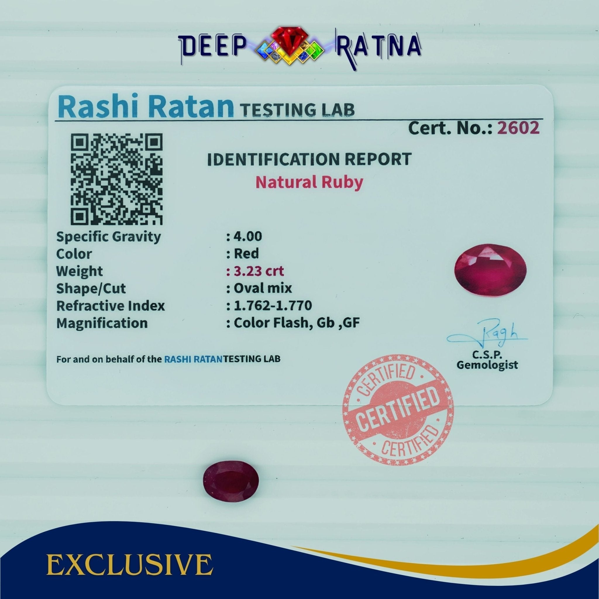 Ruby 3.23 Carat (Africa) - Deep Ratna
