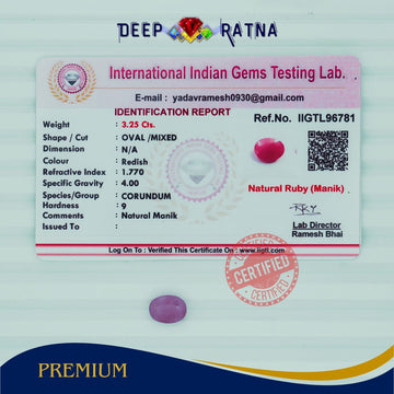 Ruby 3.25 Carat (Burma) - Deep Ratna