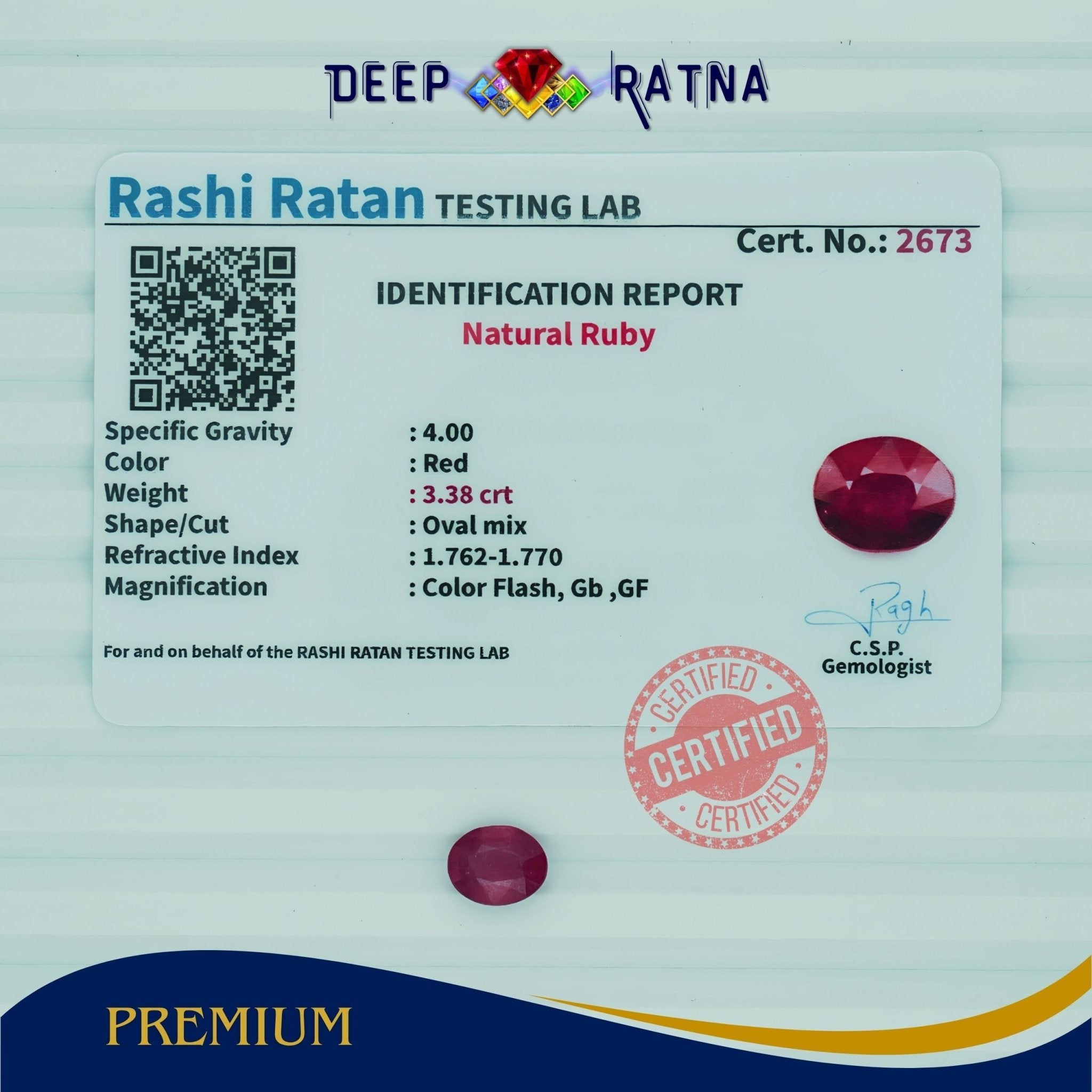 Ruby 3.38 Carat (Mozambique) - Deep Ratna