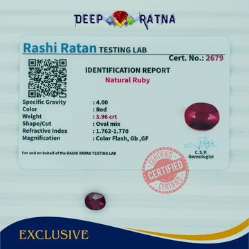 Ruby 3.96 Carat (Africa) - Deep Ratna