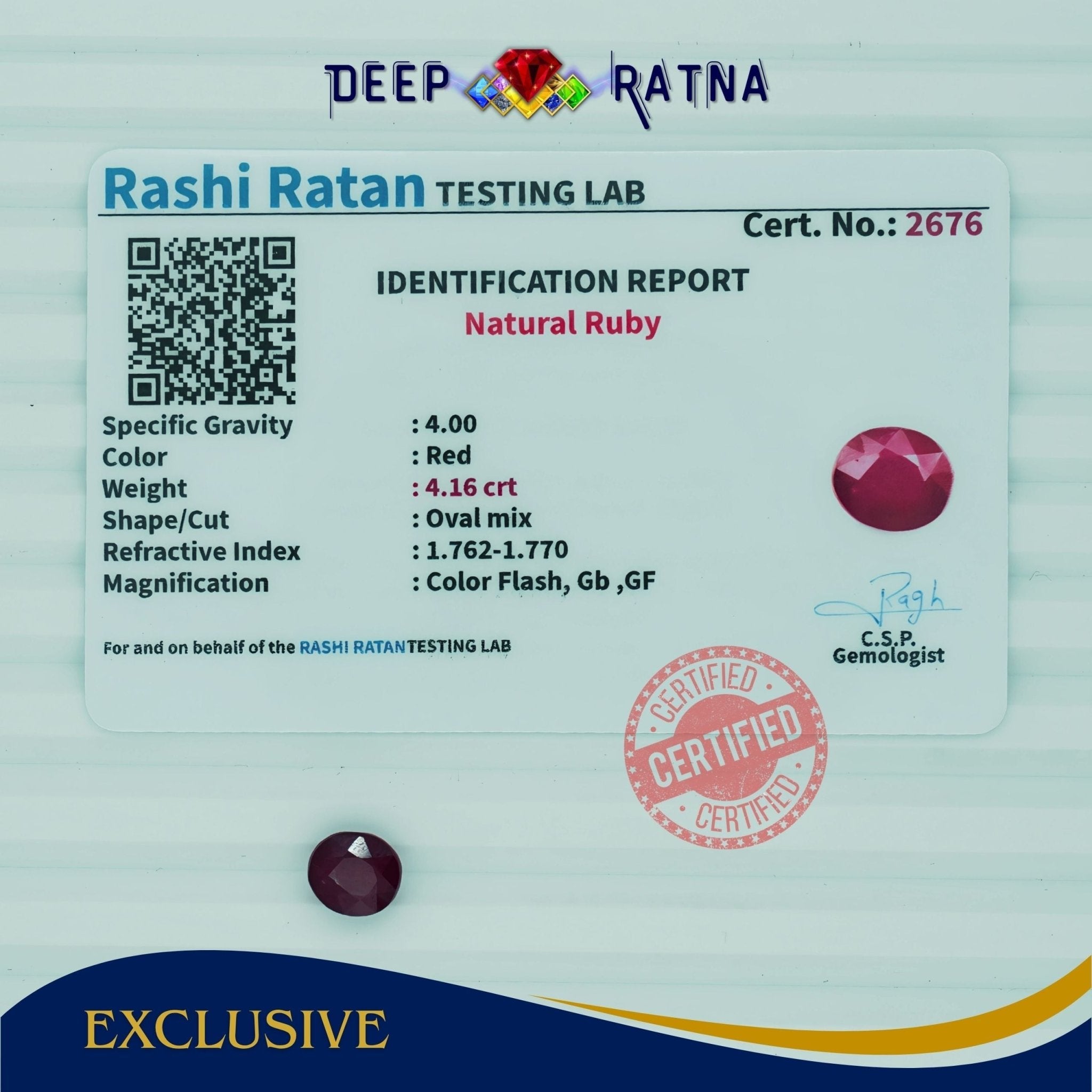 Ruby 4.16 Carat (Africa) - Deep Ratna