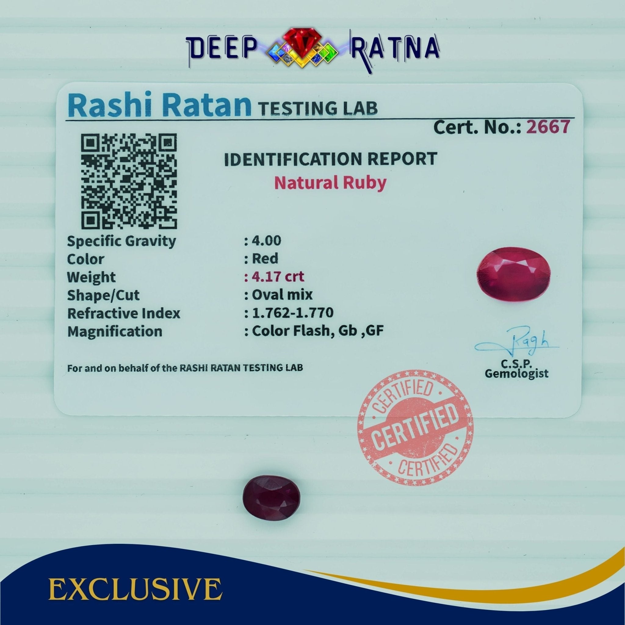 Ruby 4.17 Carat (Africa) - Deep Ratna