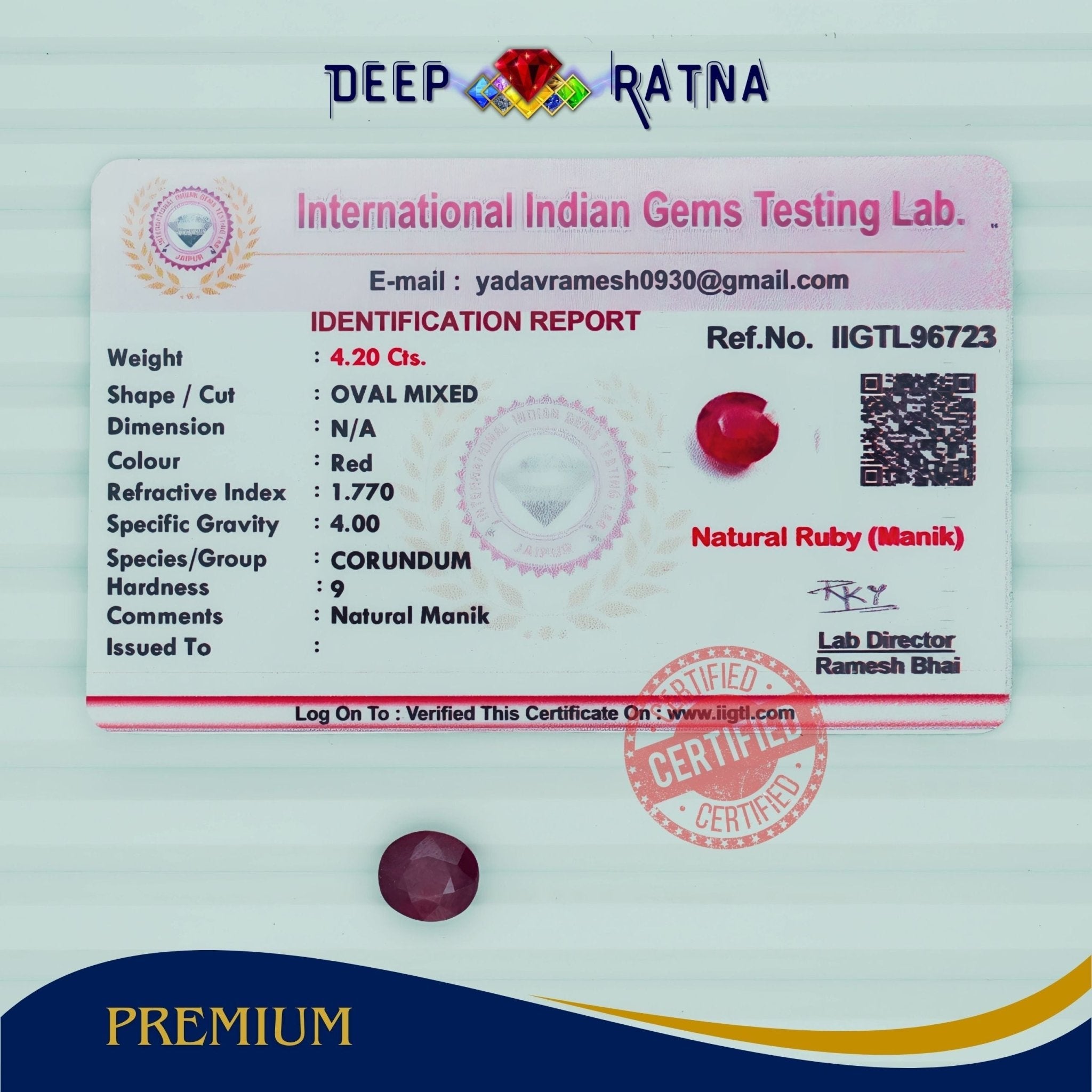Ruby 4.20 Carat (Mozambique) - Deep Ratna