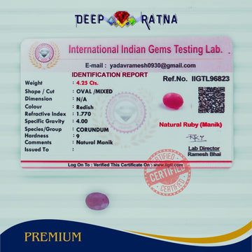 Ruby 4.25 Carat (Burma) - Deep Ratna