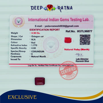 Ruby 4.30 Carat (Africa) - Deep Ratna