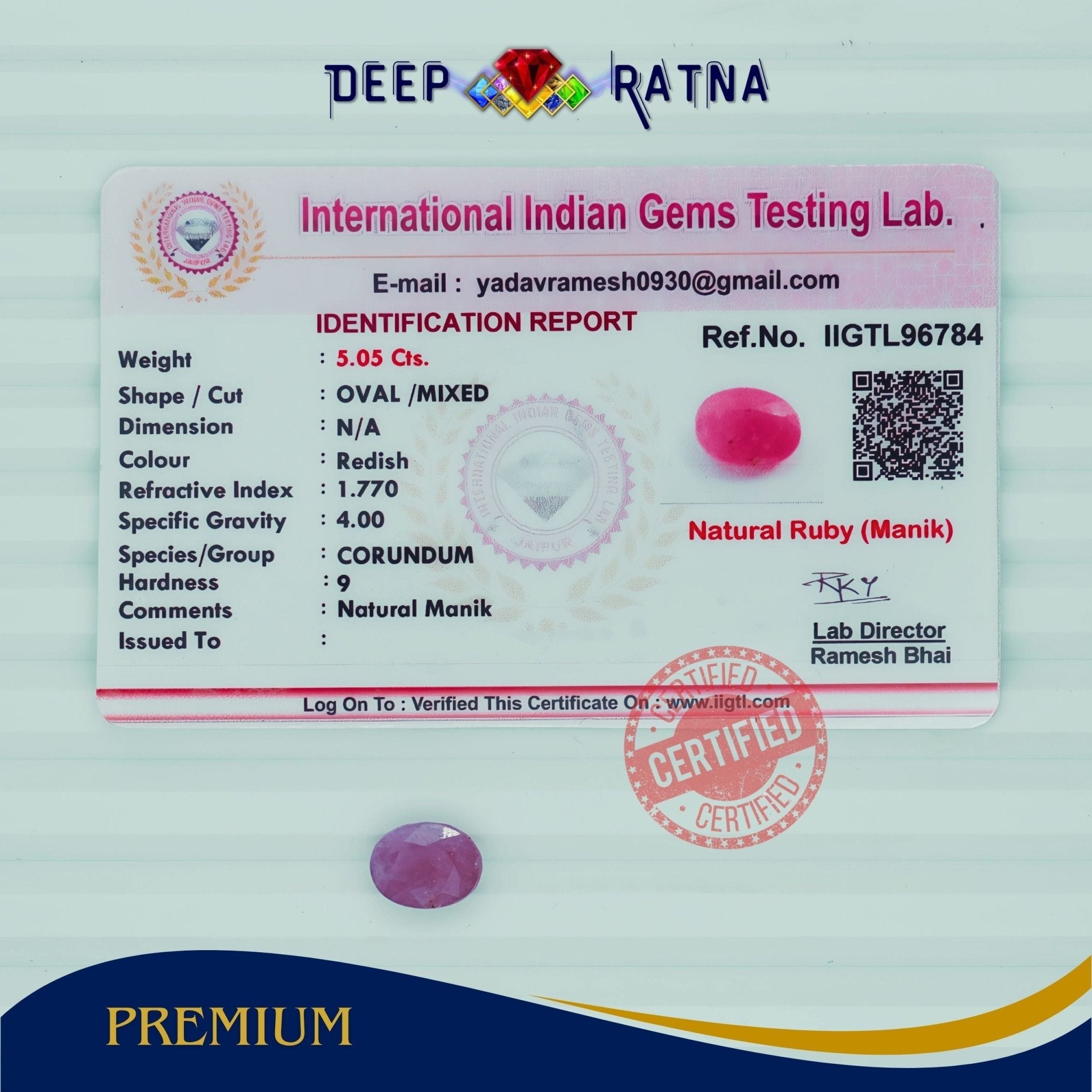 Ruby 5.05 Carat (Burma) - Deep Ratna