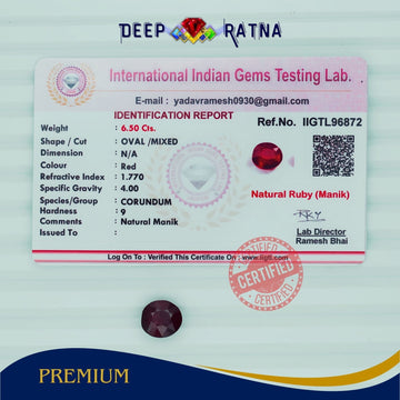 Ruby 6.50 Carat (Mozambique) - Deep Ratna