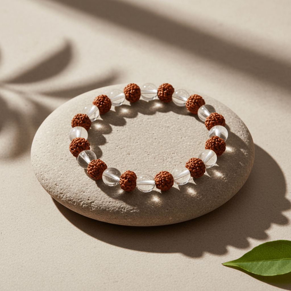 Rudraksha & Sphatik Bracelet - Deep Ratna