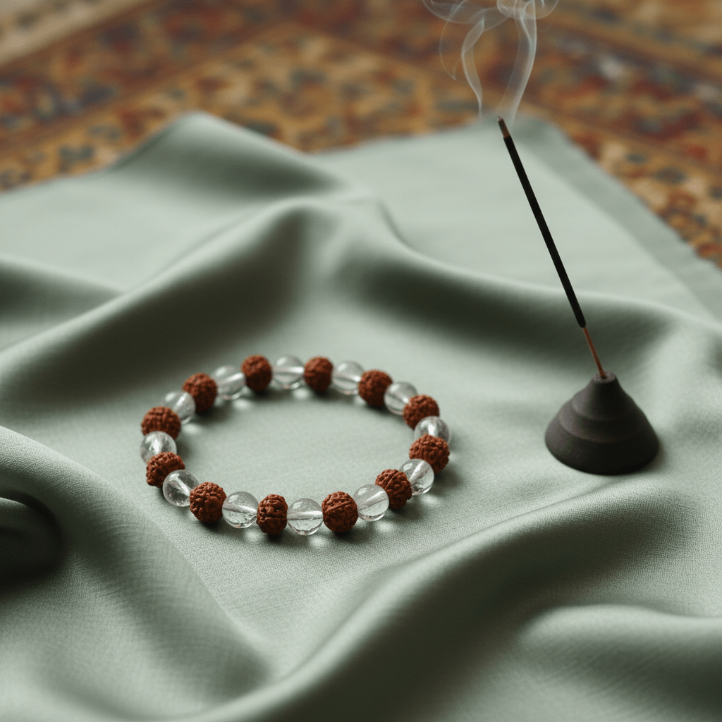Rudraksha & Sphatik Bracelet - Deep Ratna