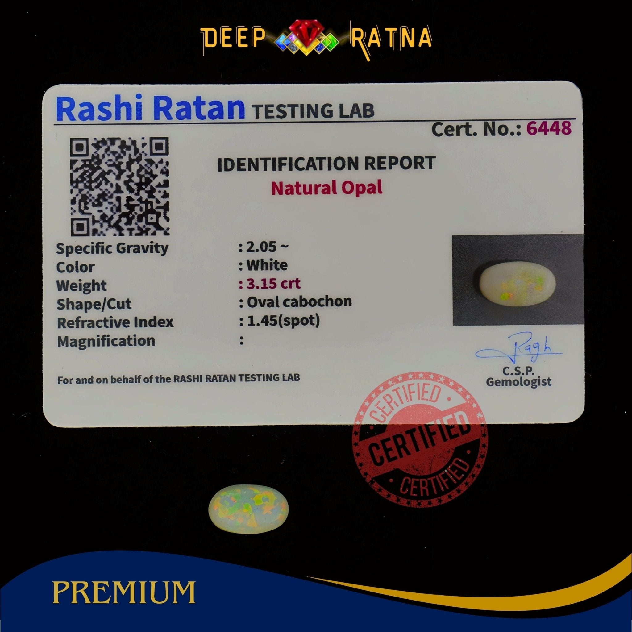 Single Fire Opal 3.15 Carat (Doublet) - Deep Ratna