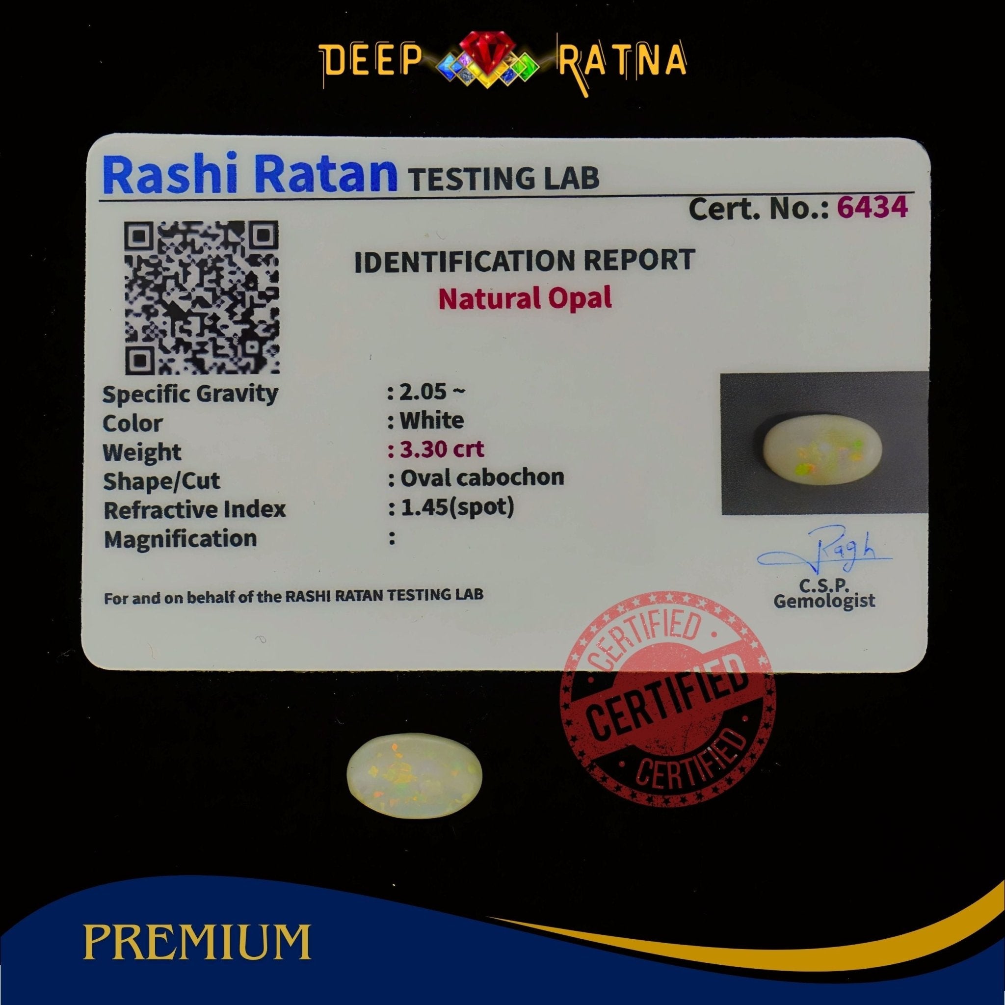 Single Fire Opal 3.30 Carat (Doublet) - Deep Ratna