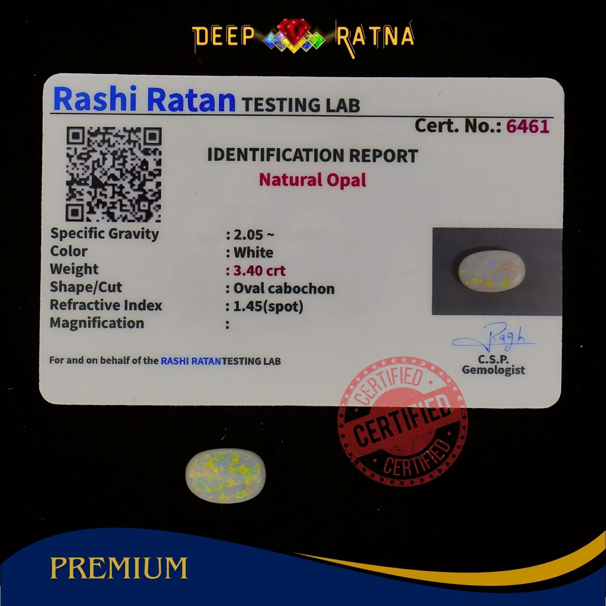 Single Fire Opal 3.40 Carat (Doublet) - Deep Ratna