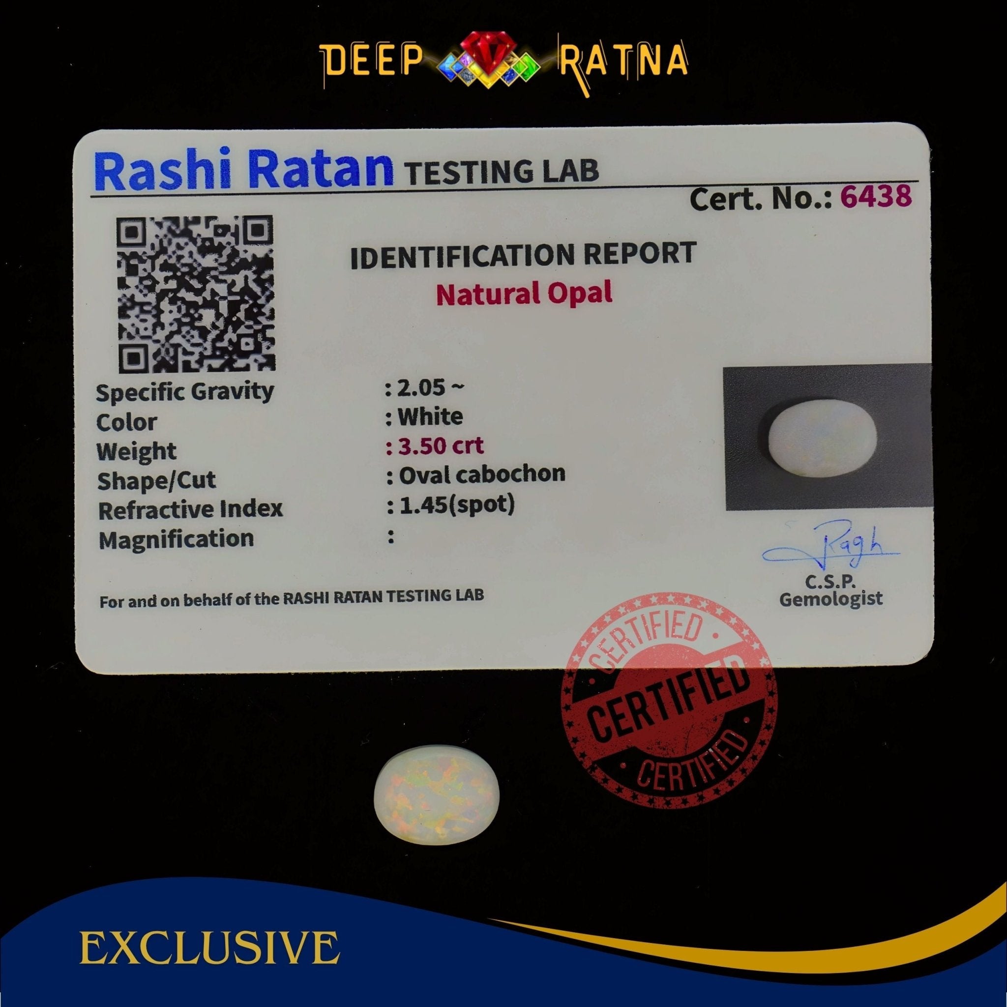 Single Fire Opal 3.50 Carat (Doublet) - Deep Ratna