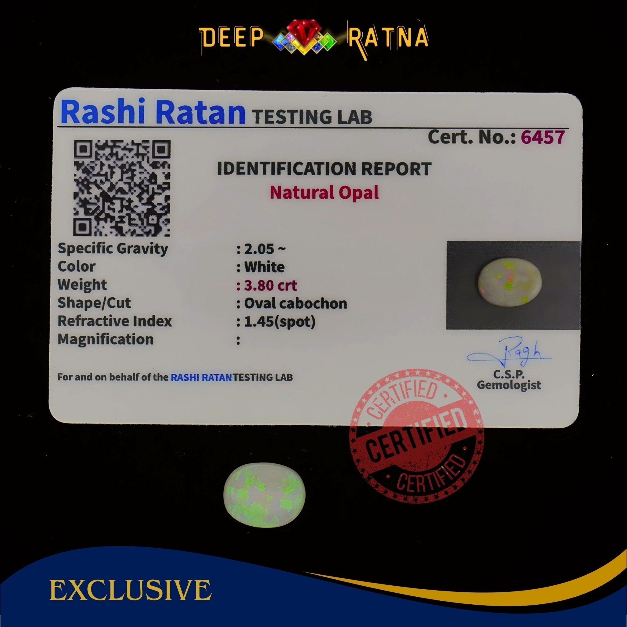 Single Fire Opal 3.80 Carat (Doublet) - Deep Ratna