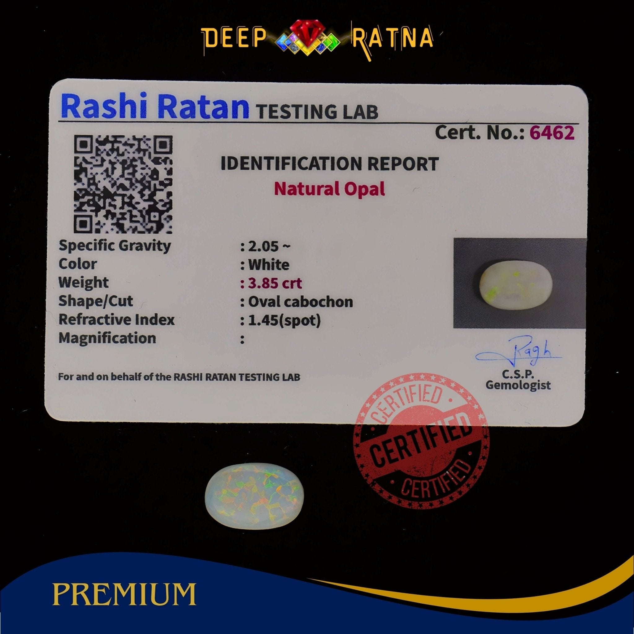 Single Fire Opal 3.85 Carat (Doublet) - Deep Ratna