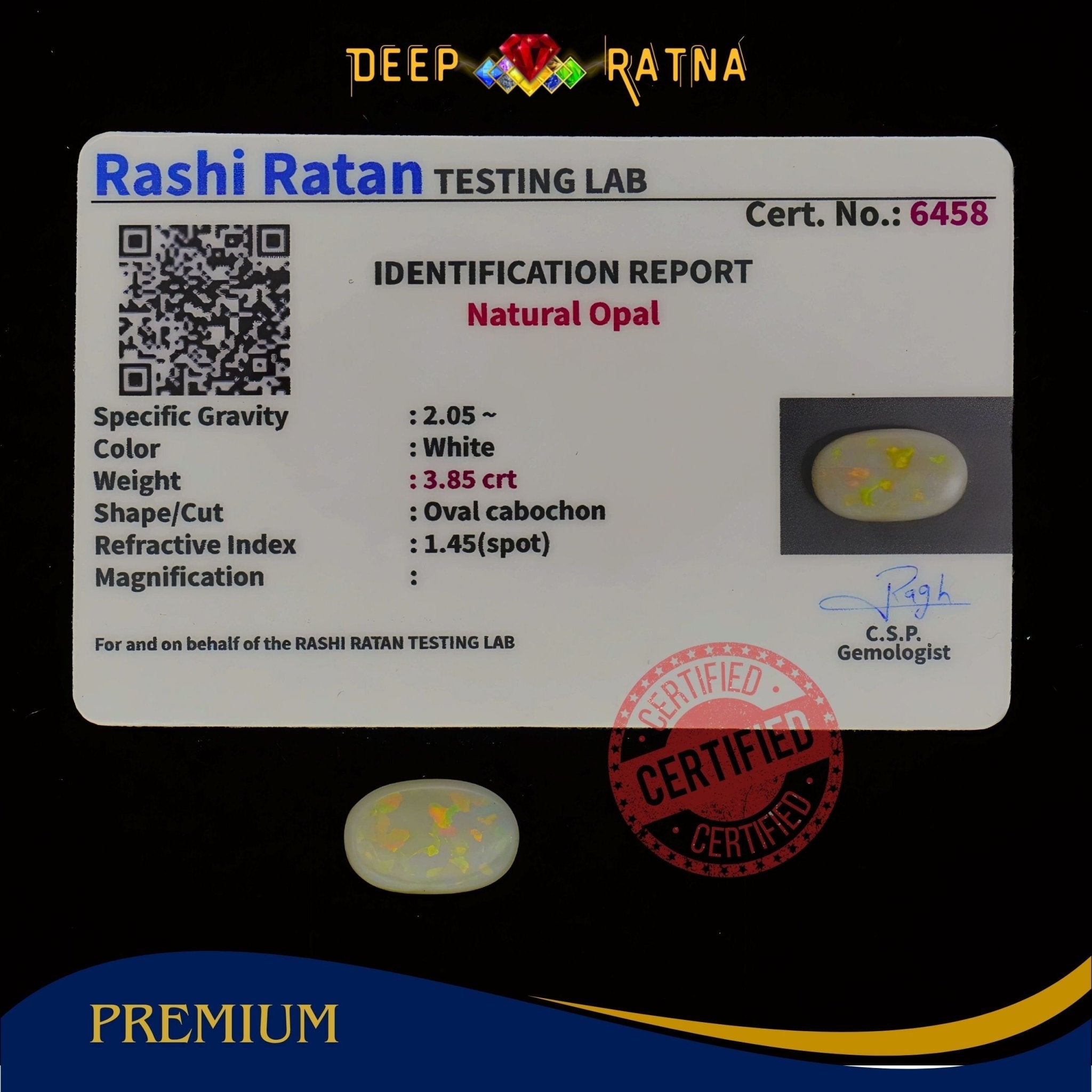 Single Fire Opal 3.85 Carat (Doublet) - Deep Ratna