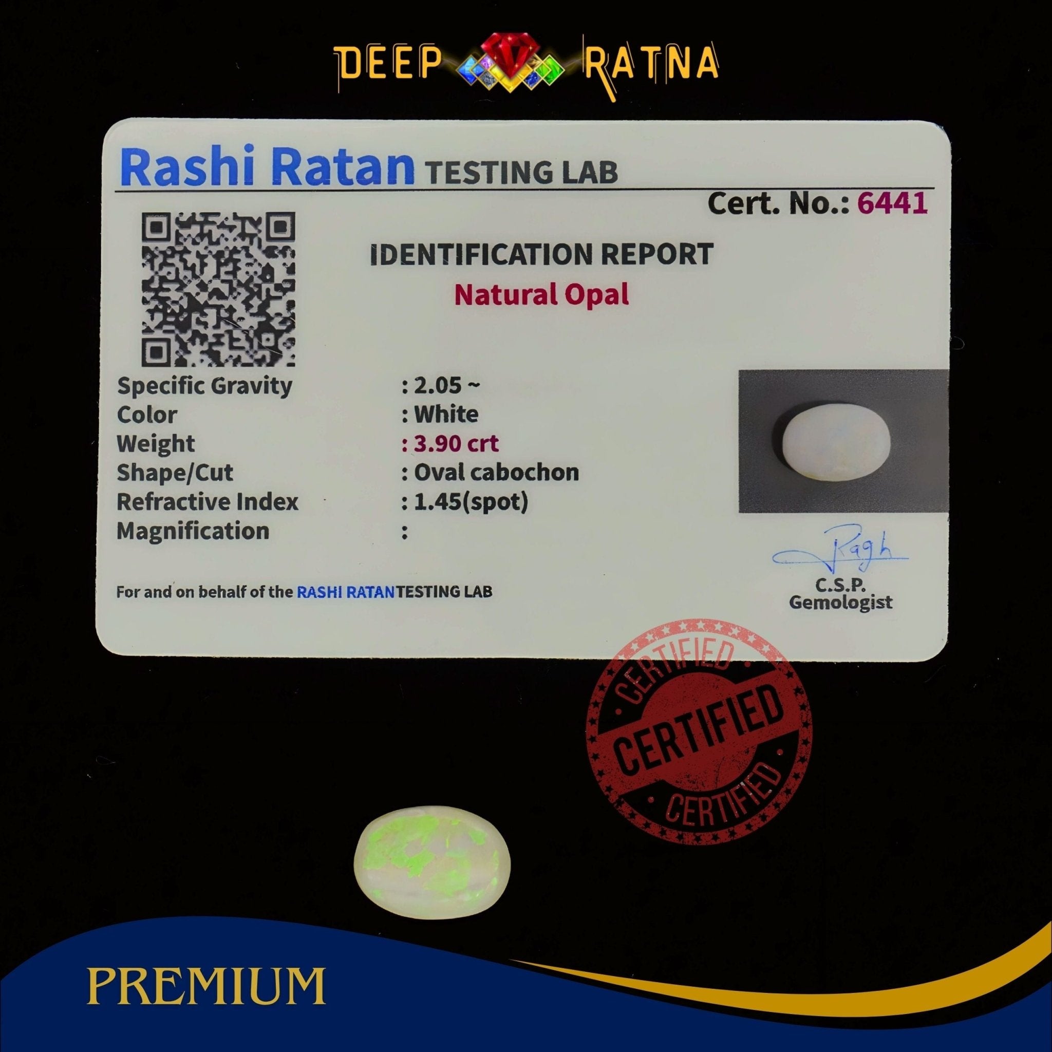 Single Fire Opal 3.90 Carat (Doublet) - Deep Ratna