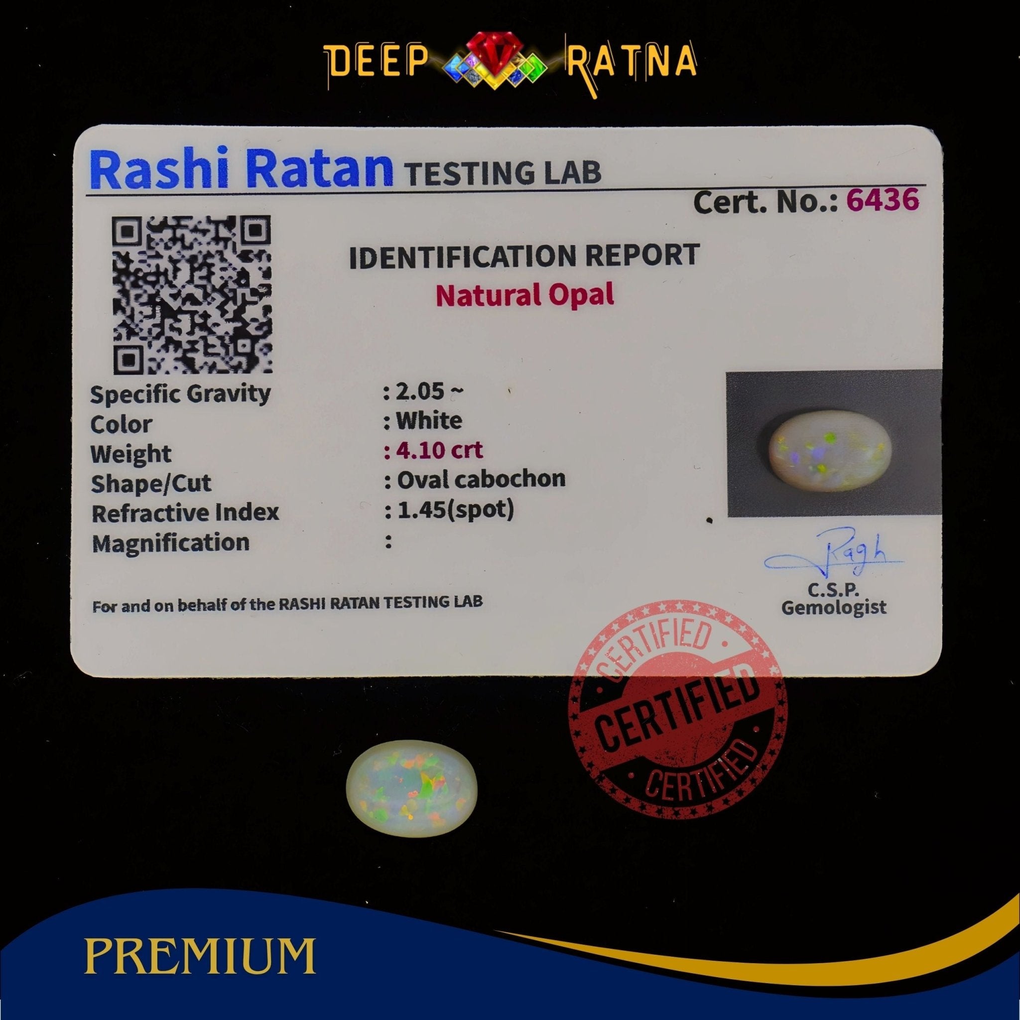Single Fire Opal 4.10 Carat (Doublet) - Deep Ratna