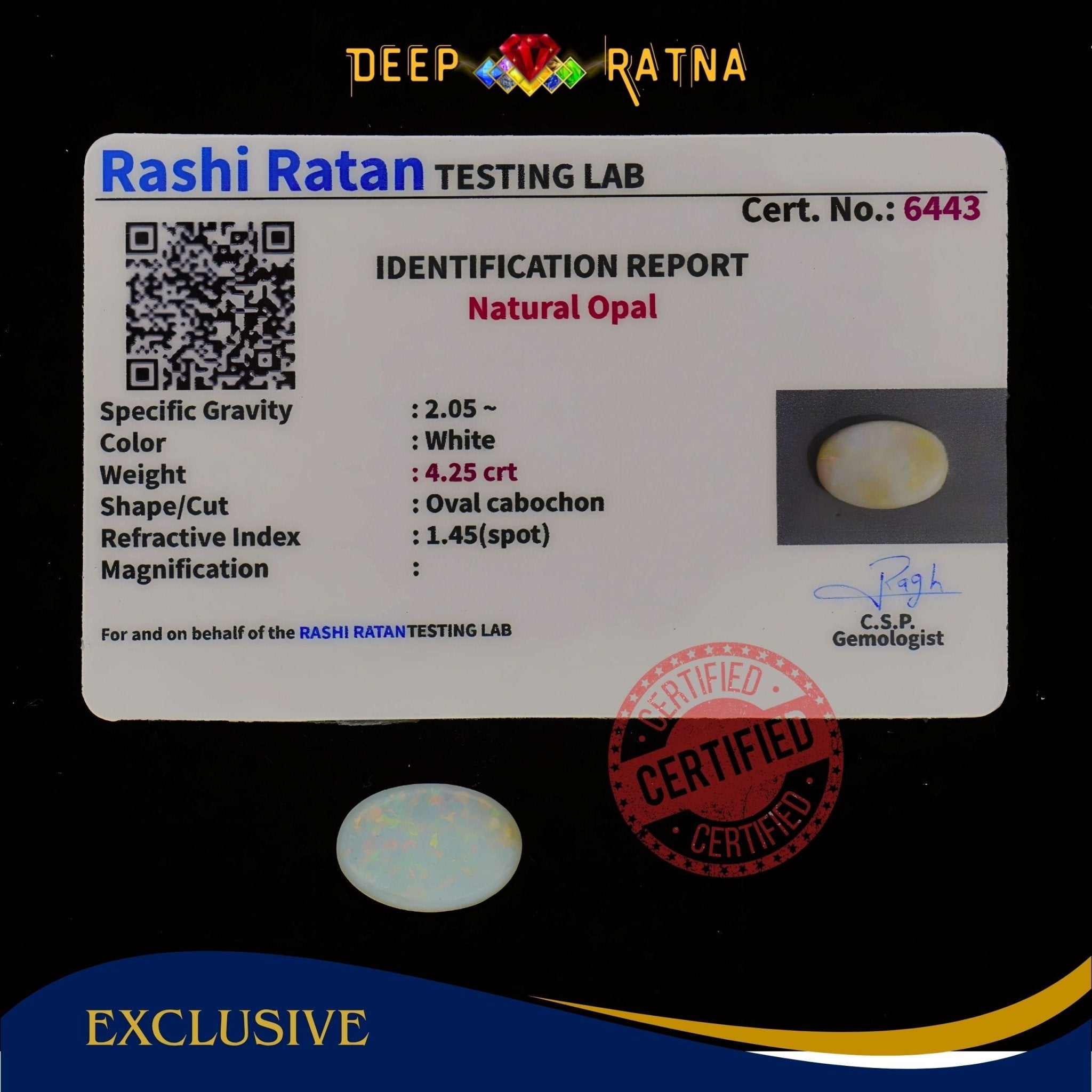 Single Fire Opal 4.25 Carat (Doublet) - Deep Ratna