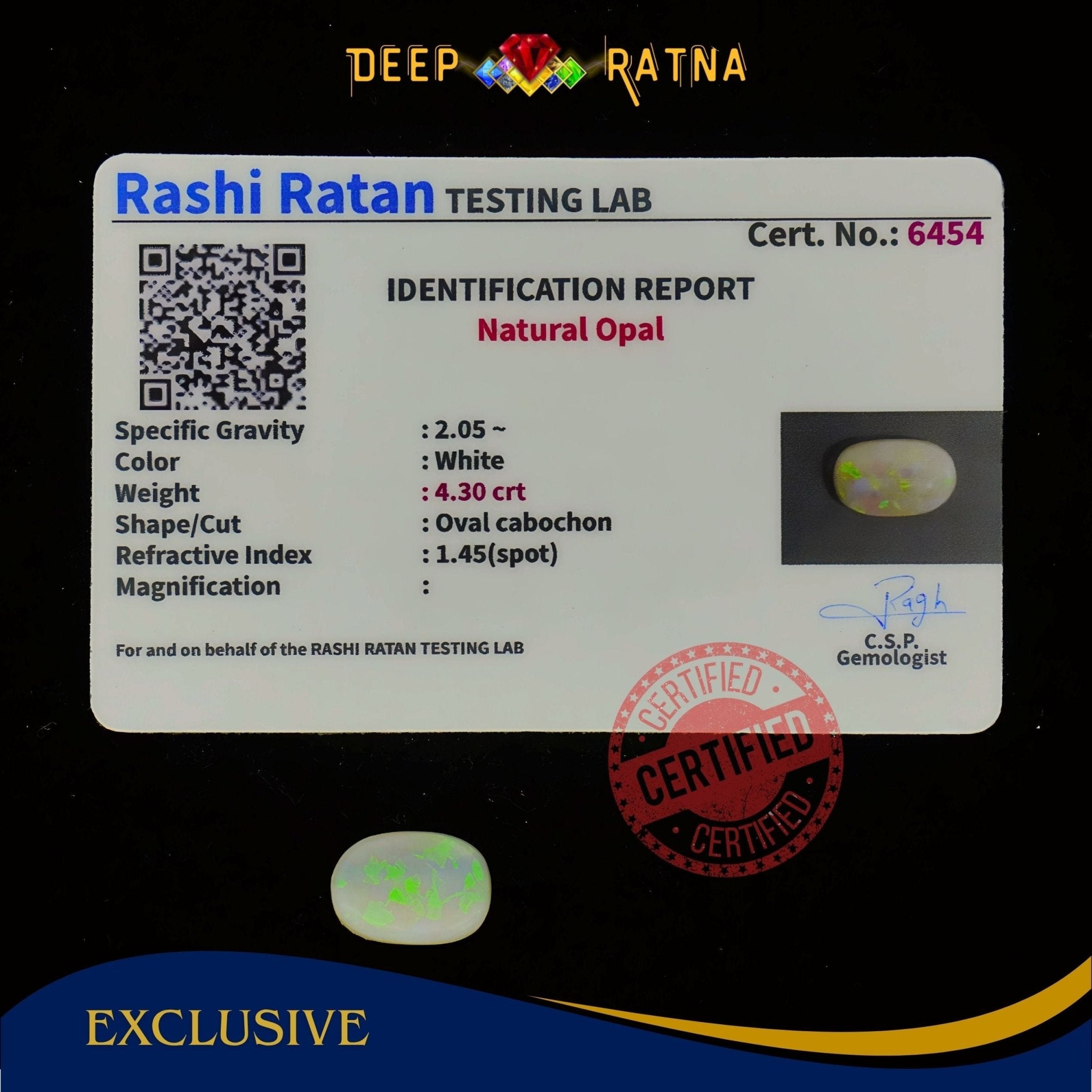 Single Fire Opal 4.30 Carat (Doublet) - Deep Ratna