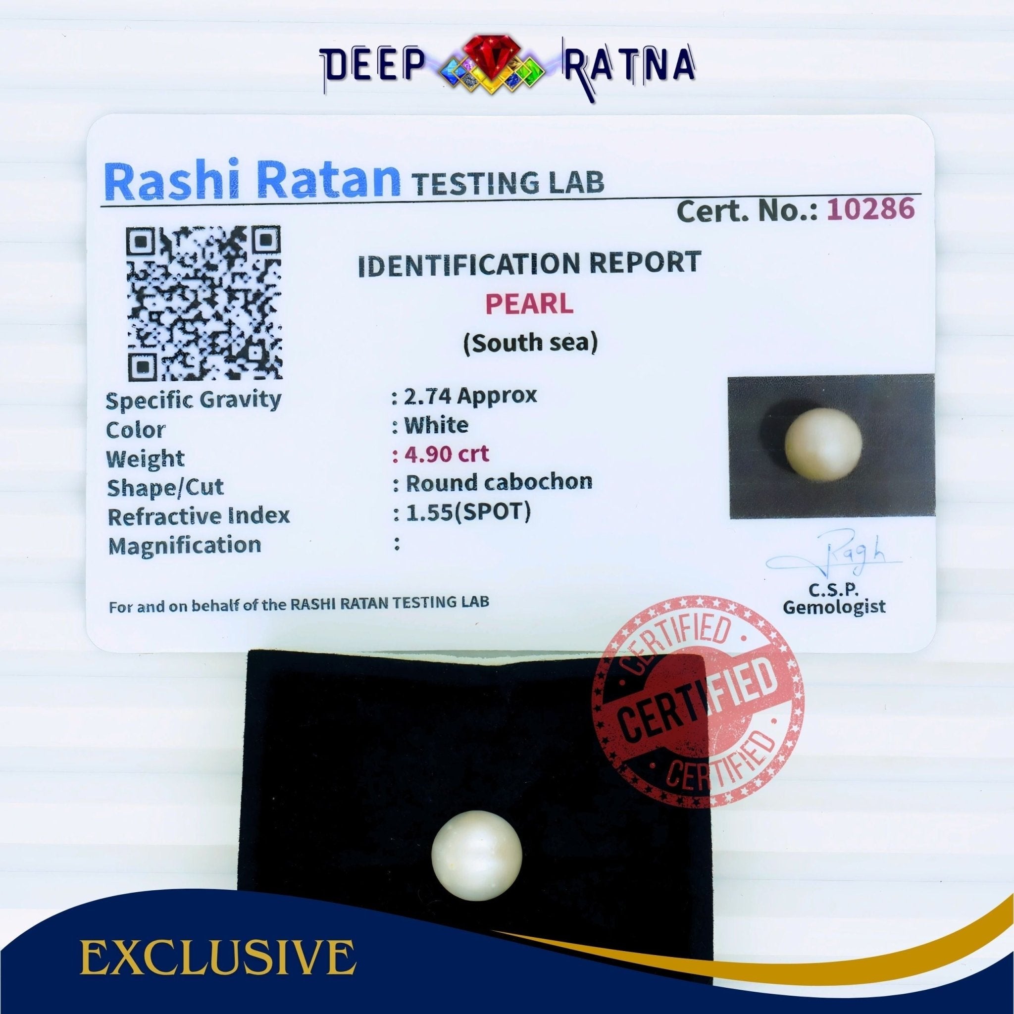 South Sea Pearl 4.90 Carat Cultured - Deep Ratna