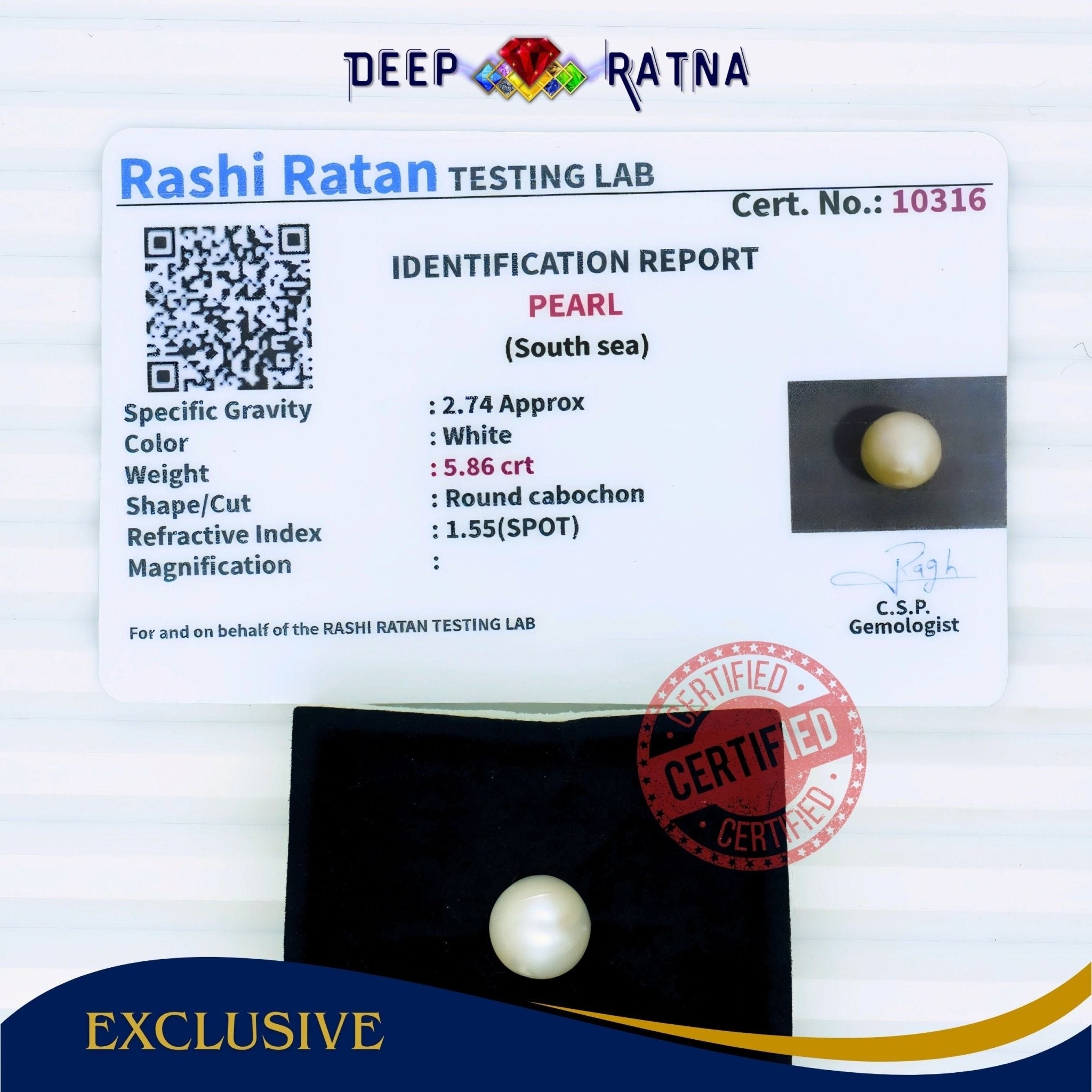 South Sea Pearl 5.86 Carat Cultured - Deep Ratna