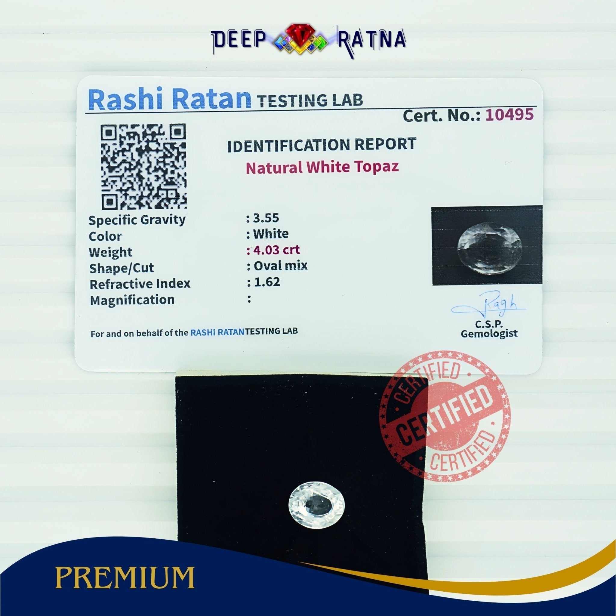 White Topaz 4.03 Carat - Deep Ratna