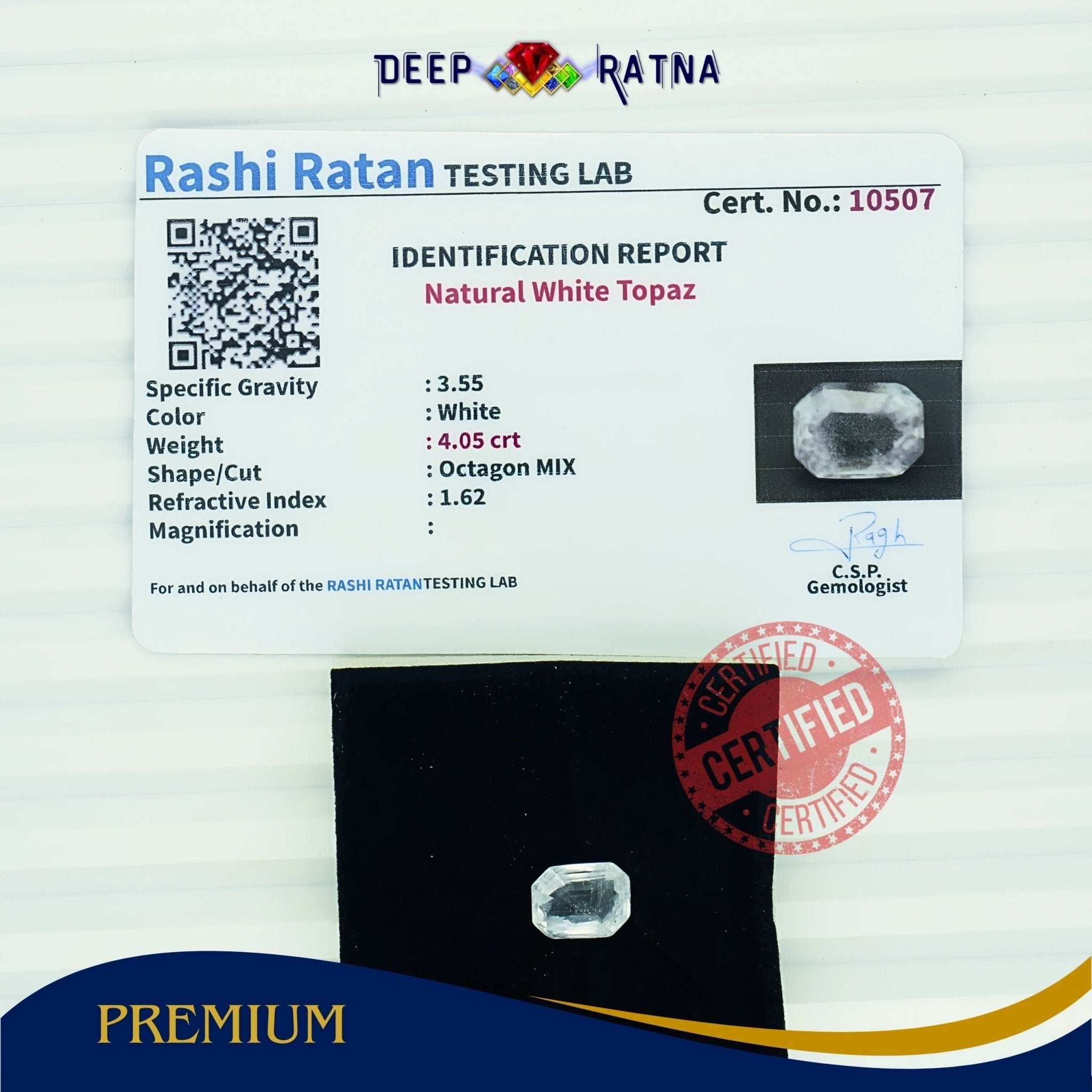White Topaz 4.05 Carat - Deep Ratna