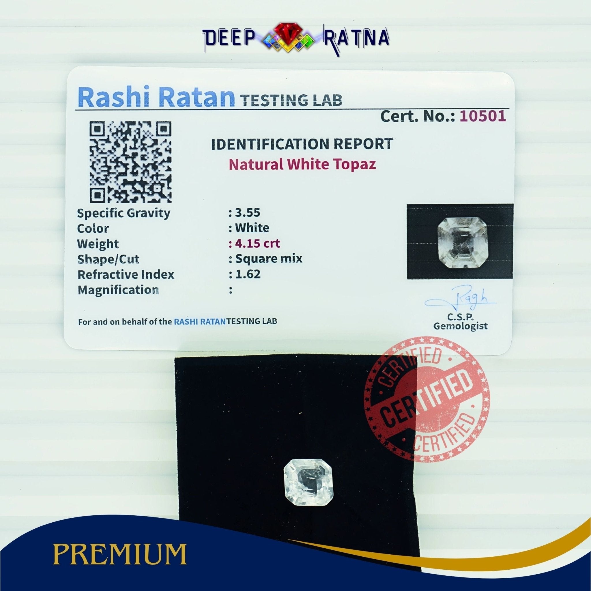 White Topaz 4.15 Carat - Deep Ratna