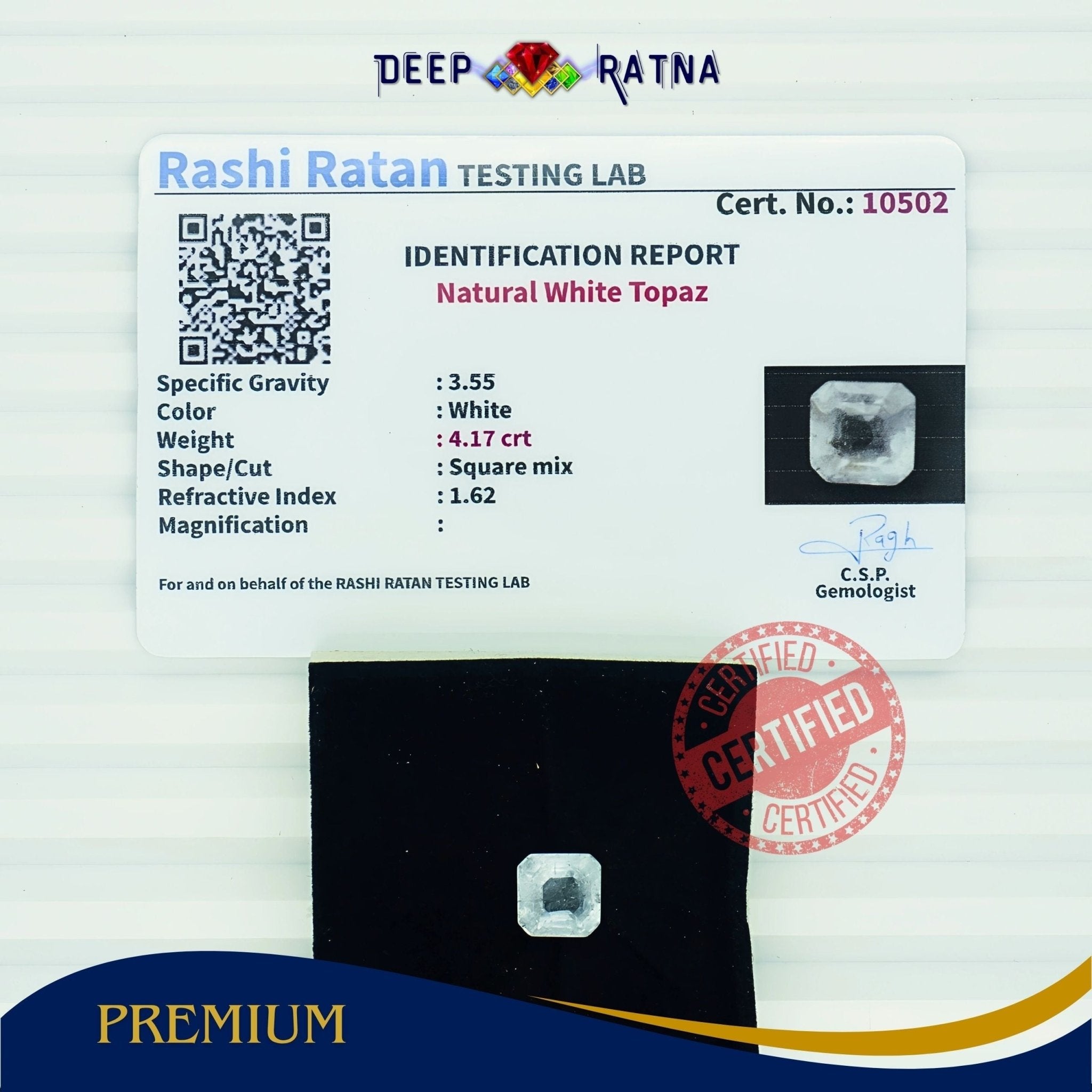 White Topaz 4.17 Carat - Deep Ratna