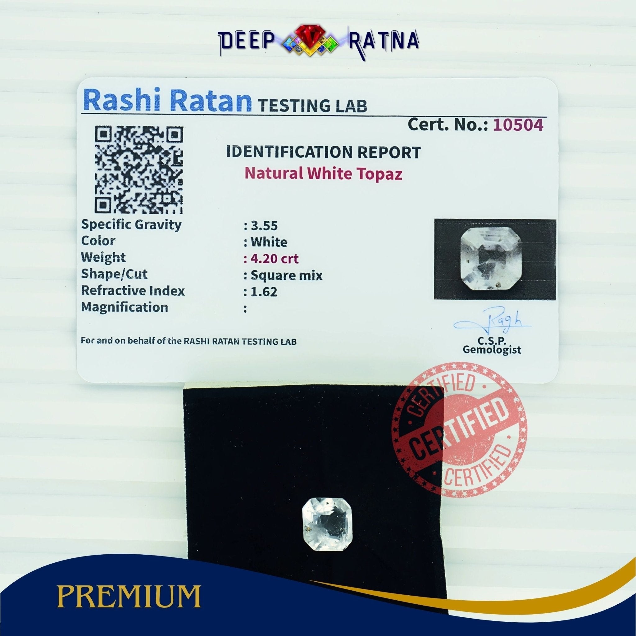 White Topaz 4.20 Carat - Deep Ratna