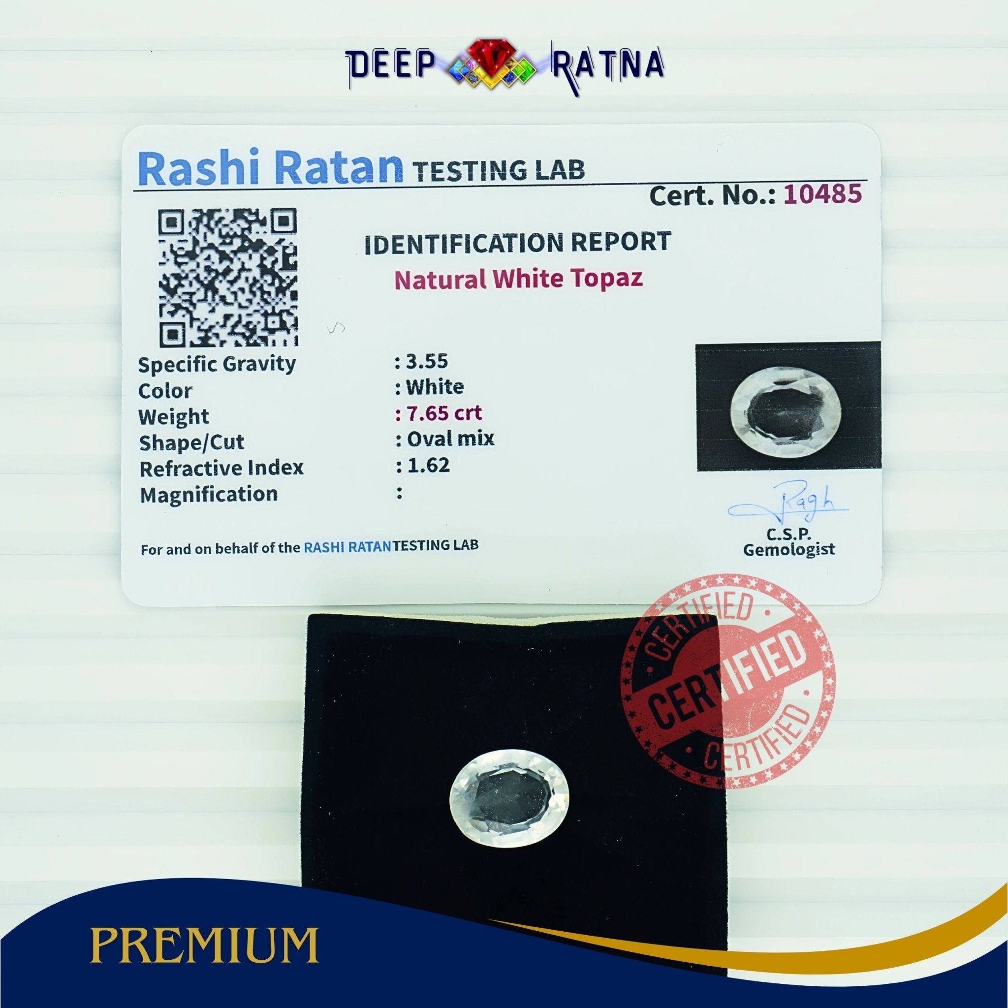 White Topaz 7.65 Carat - Deep Ratna