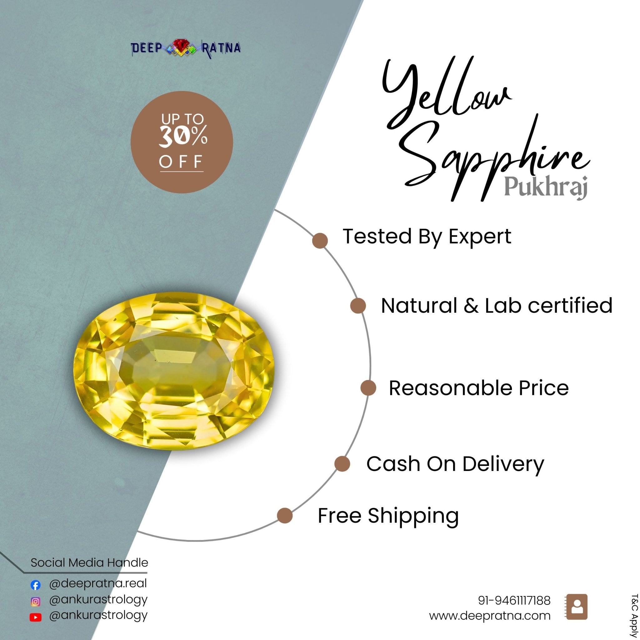 Yellow Sapphire 10.70 Carat (Thailand) - Deep Ratna