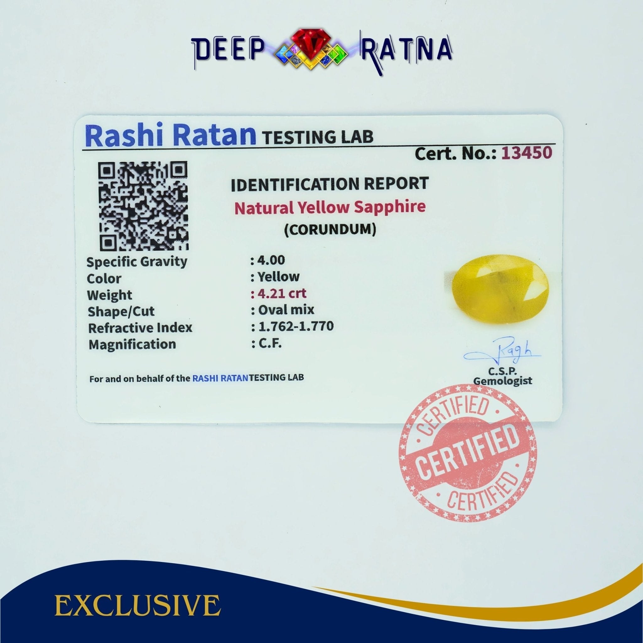 Yellow Sapphire 4.21 Carat (Thailand) - Deep Ratna