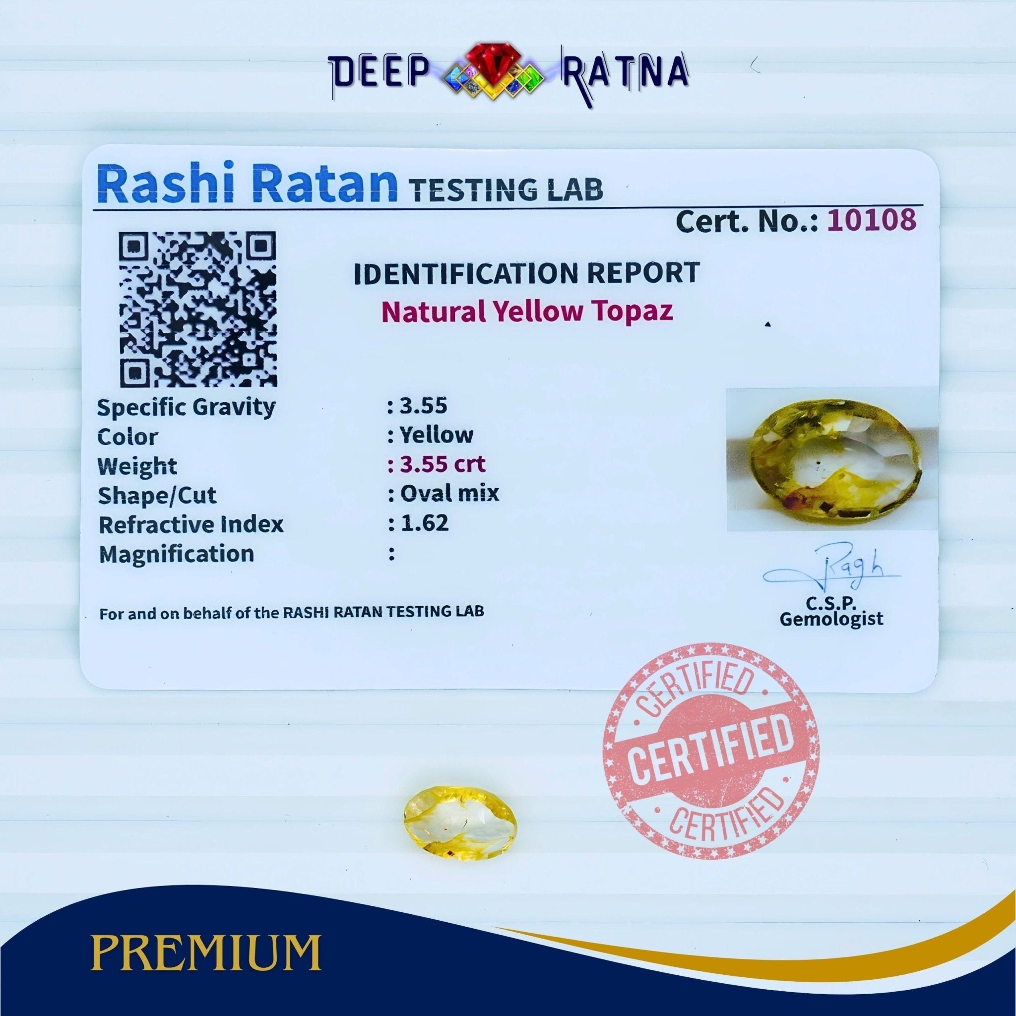 Yellow Topaz 3.55 Carat - Deep Ratna