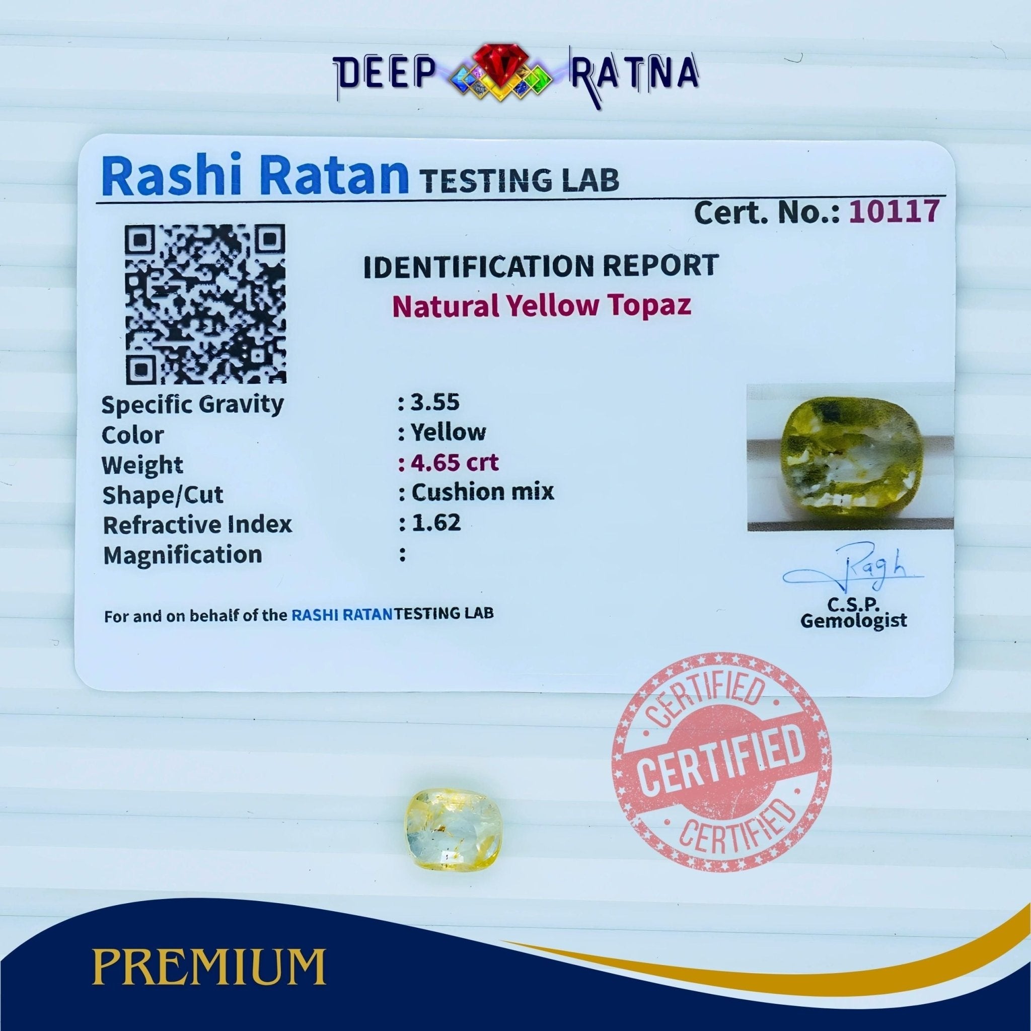 Yellow Topaz 4.65 Carat - Deep Ratna